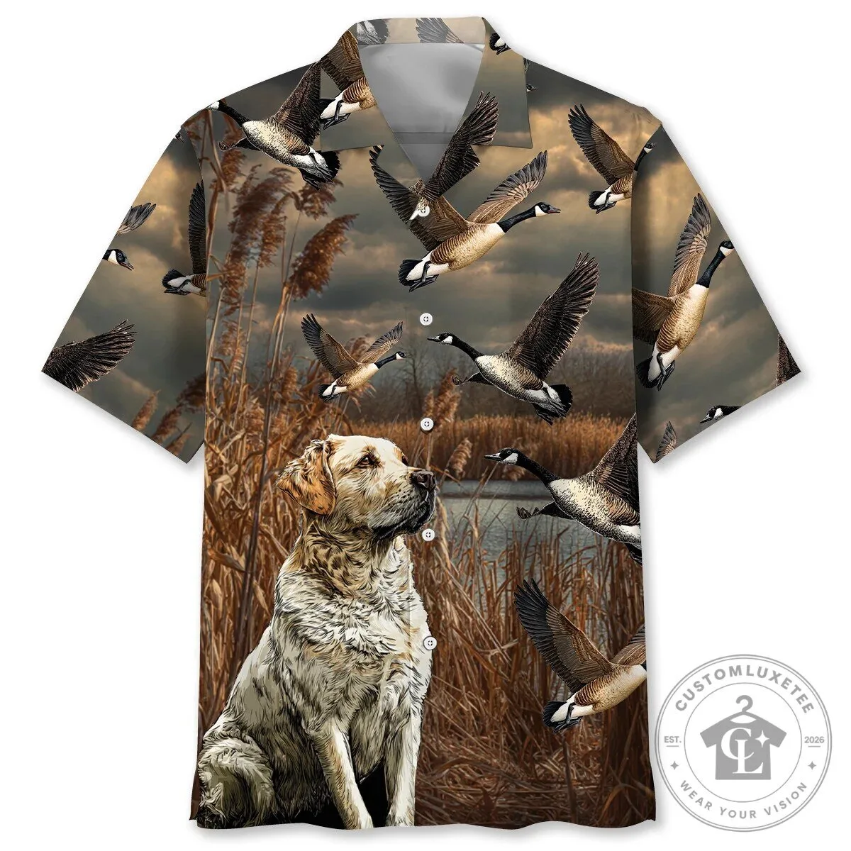 Golden Retriever Dog Hunting Geese Hawaiian Shirt