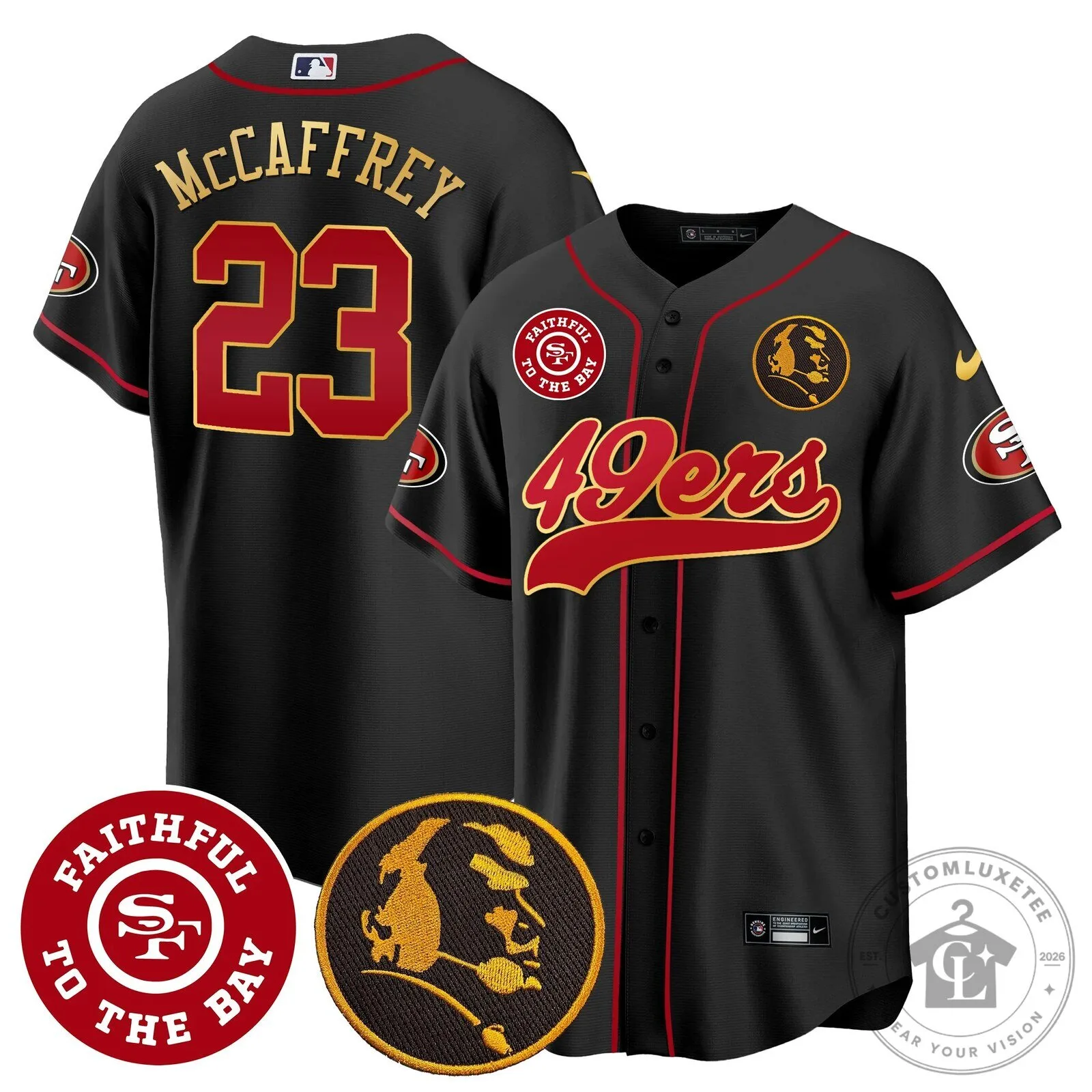 John Madden San Francisco 49ers Christian McCaffrey Baseball Jersey