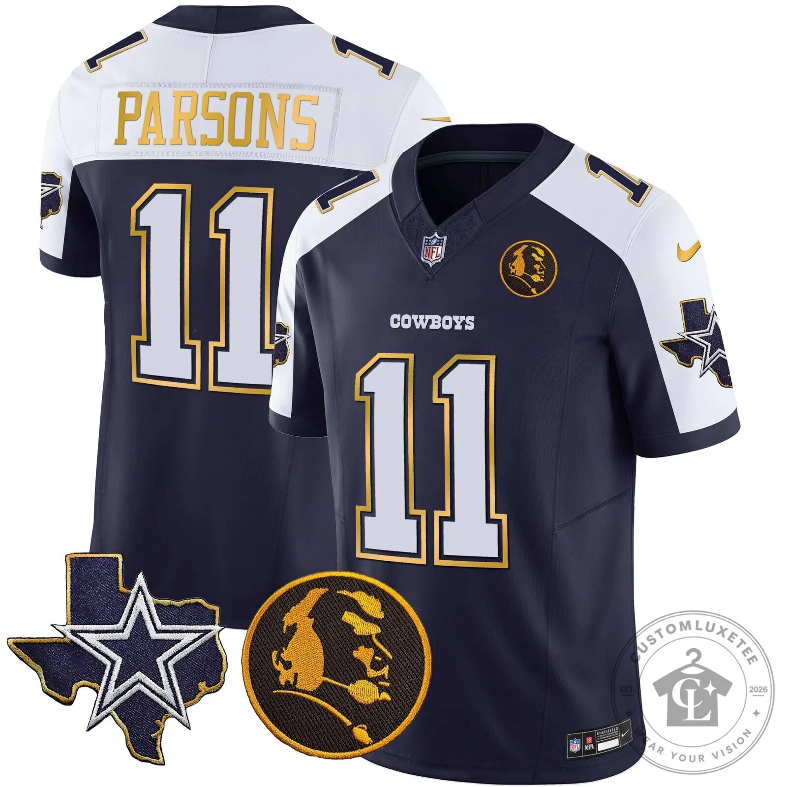 John Madden Dallas Cowboys Micah Parsons Navy Blue Football Jersey