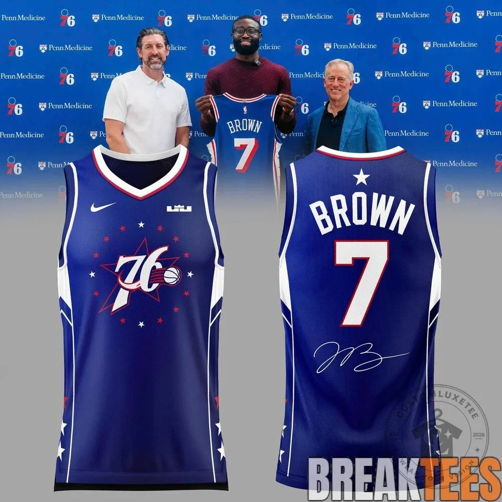 Philadelphia 76ers Jaylen Brown Number 7 Blue Basketball Jersey