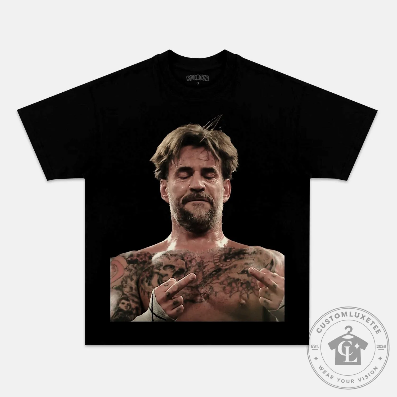 CM Punk Middle Fingers Up Black Graphic T-Shirt