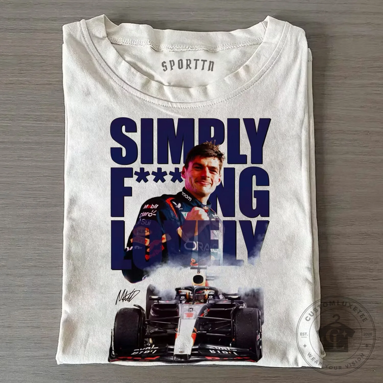 Max Verstappen F1 Racing Simply Lovely White T-Shirt 1 Max Verstappen F1 Racing Simply Lovely White T-Shirt