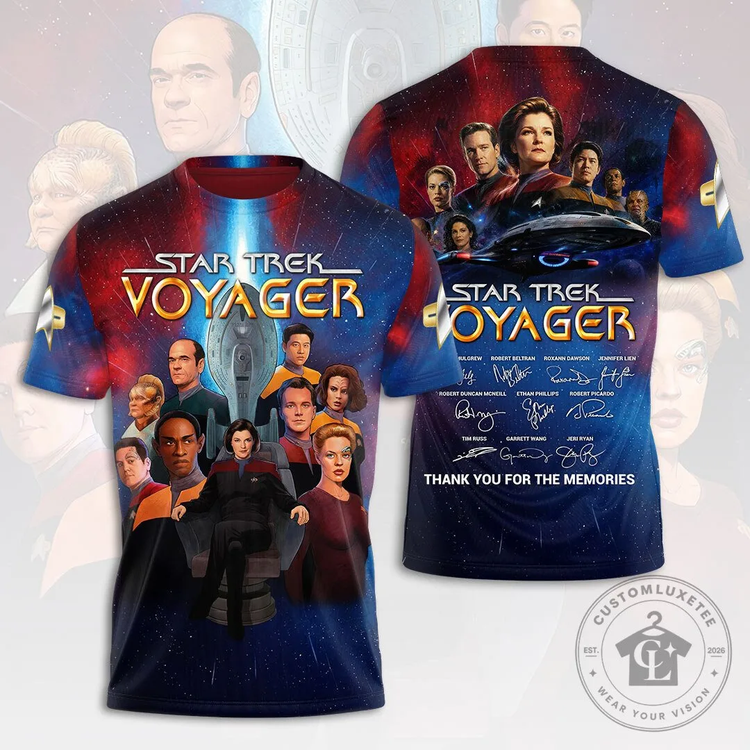 Star Trek Voyager Cast Signatures Thank You For The Memories T-Shirt