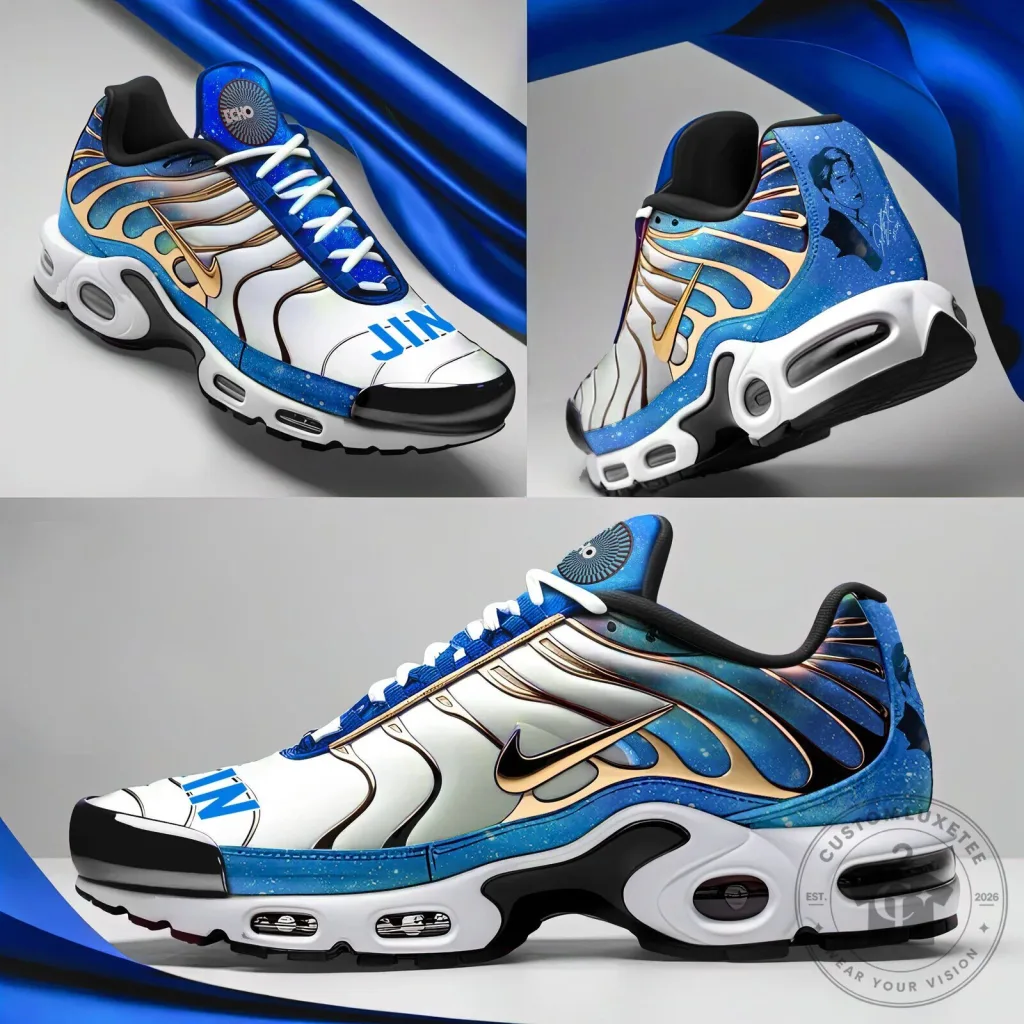 BTS Jin Blue Galaxy Custom Athletic Running Shoes BTS Jin Blue Galaxy Custom Athletic Running Shoes