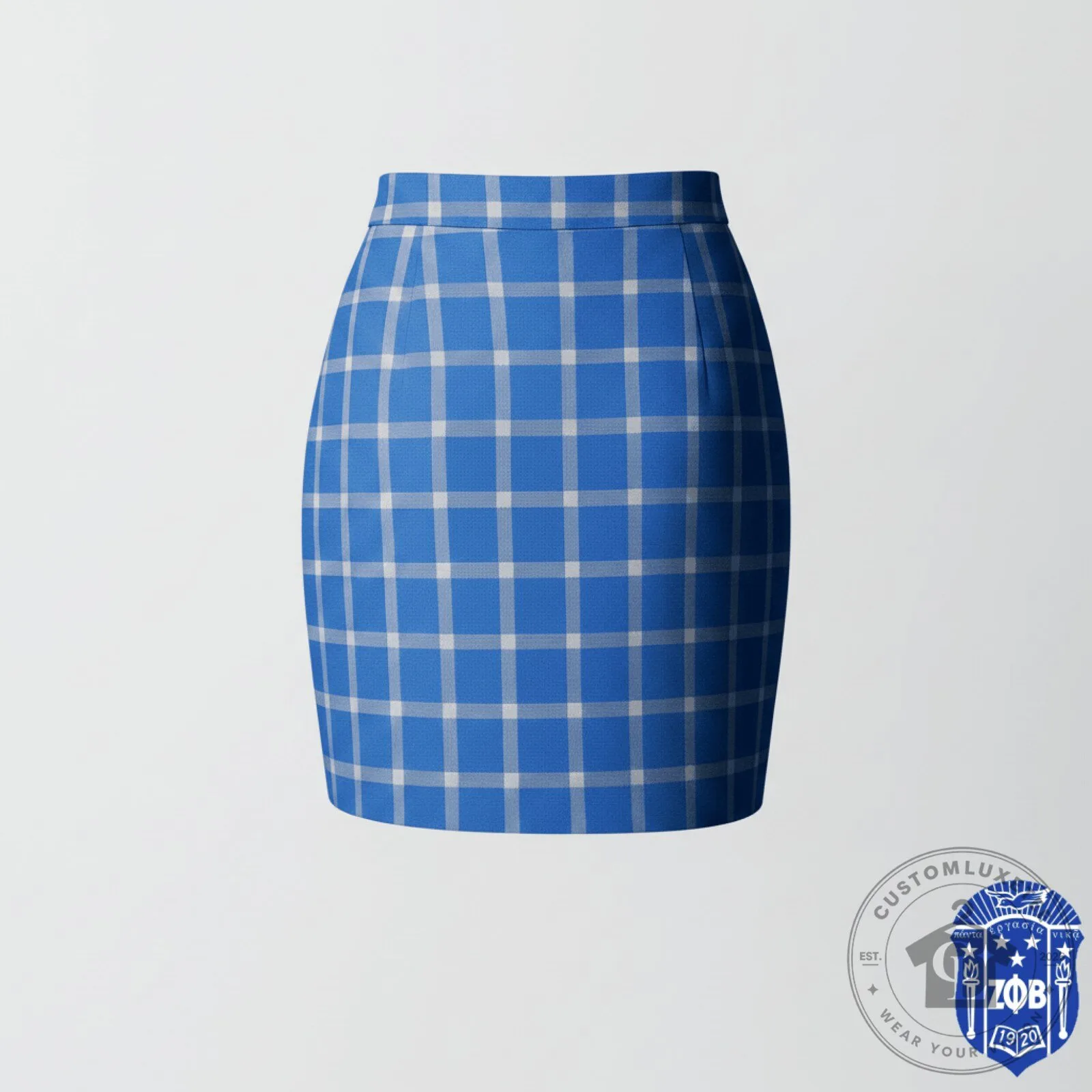 Zeta Phi Beta Royal Blue Plaid Pattern Women's Skirt with Inside Shorts