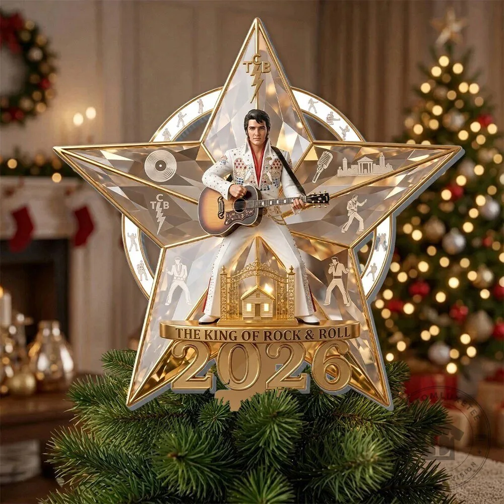 Elvis Presley The King of Rock and Roll Christmas Tree Topper Ornament