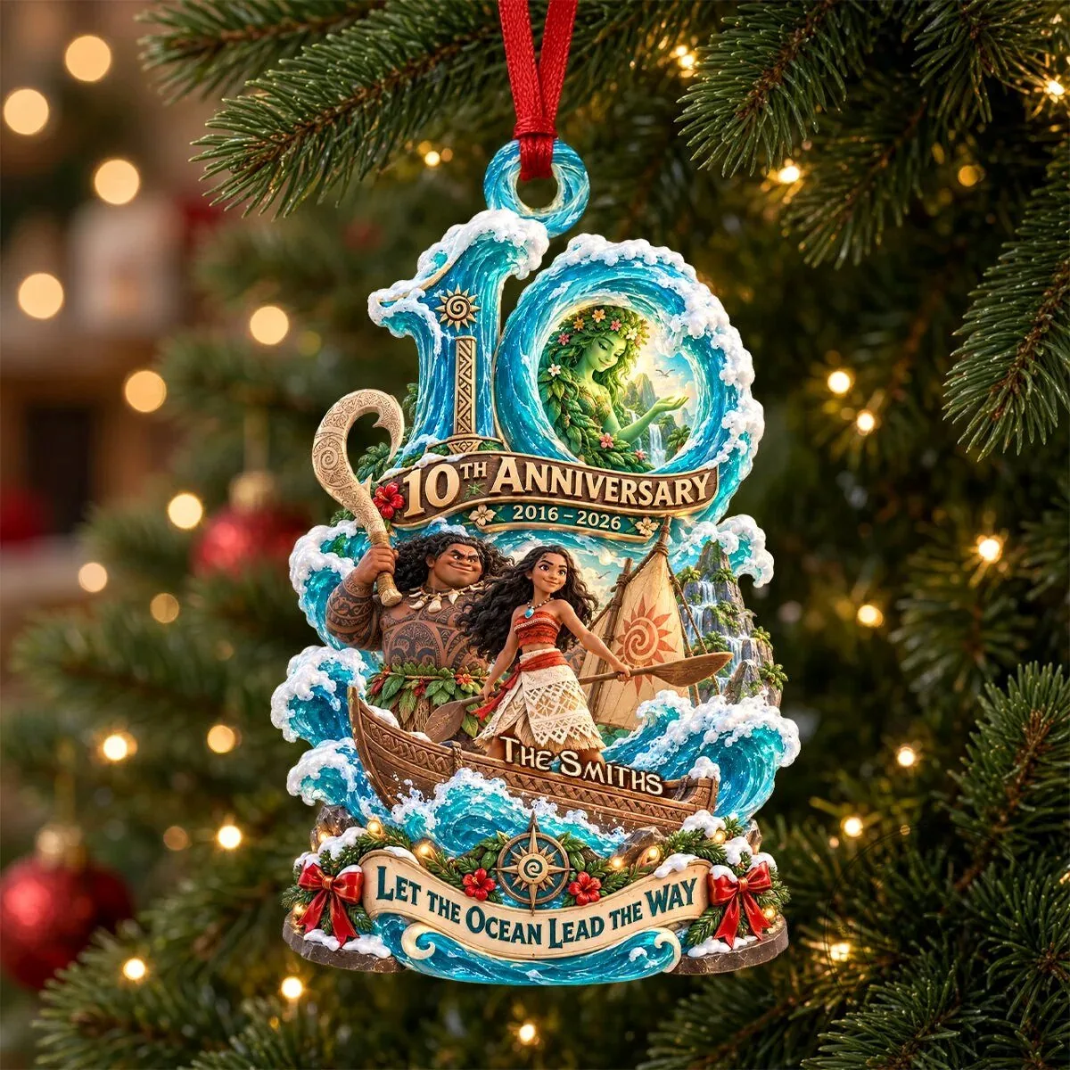 Moana 10th Anniversary Personalized Christmas Ornament