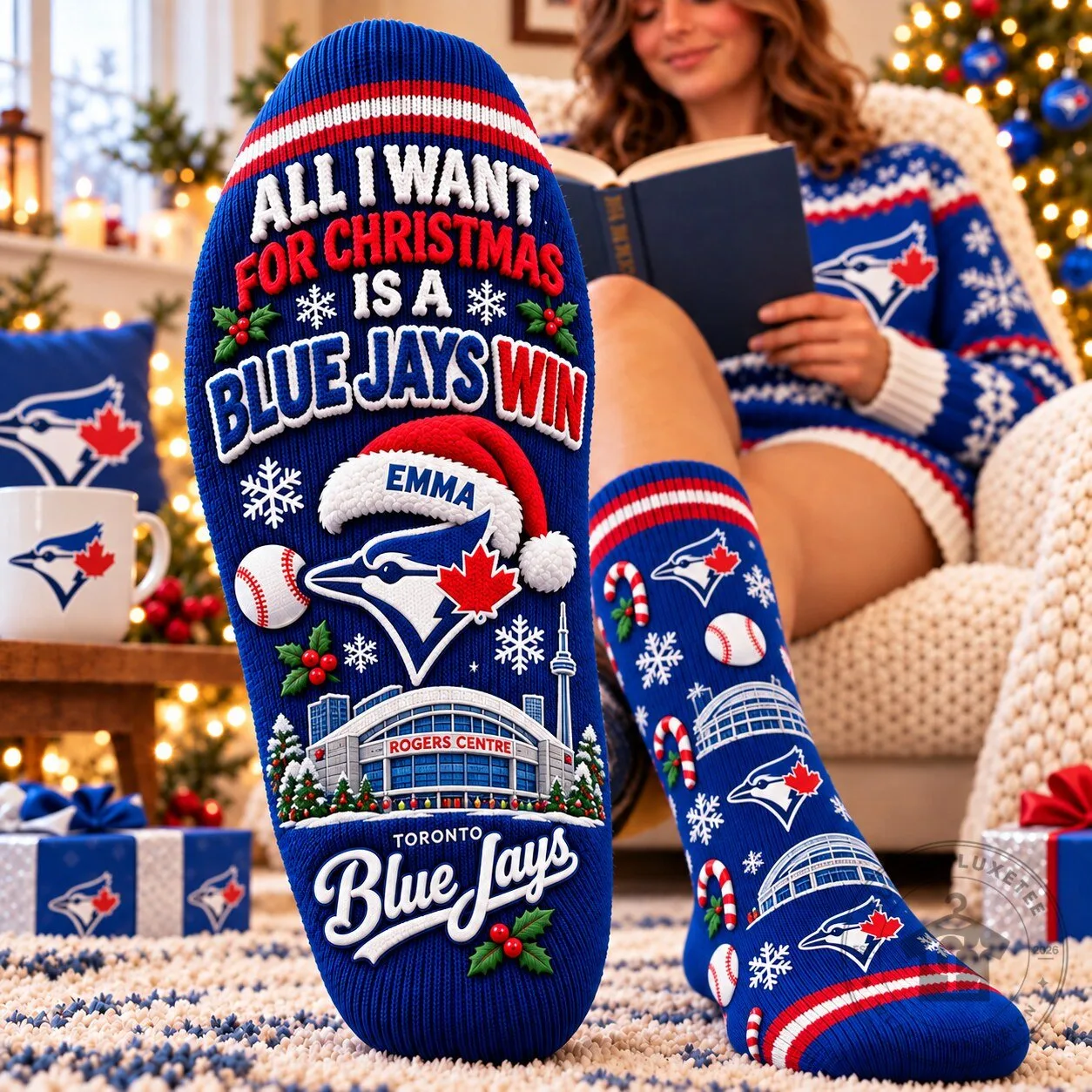 Toronto Blue Jays Christmas All I Want Is A Win Holiday Socks