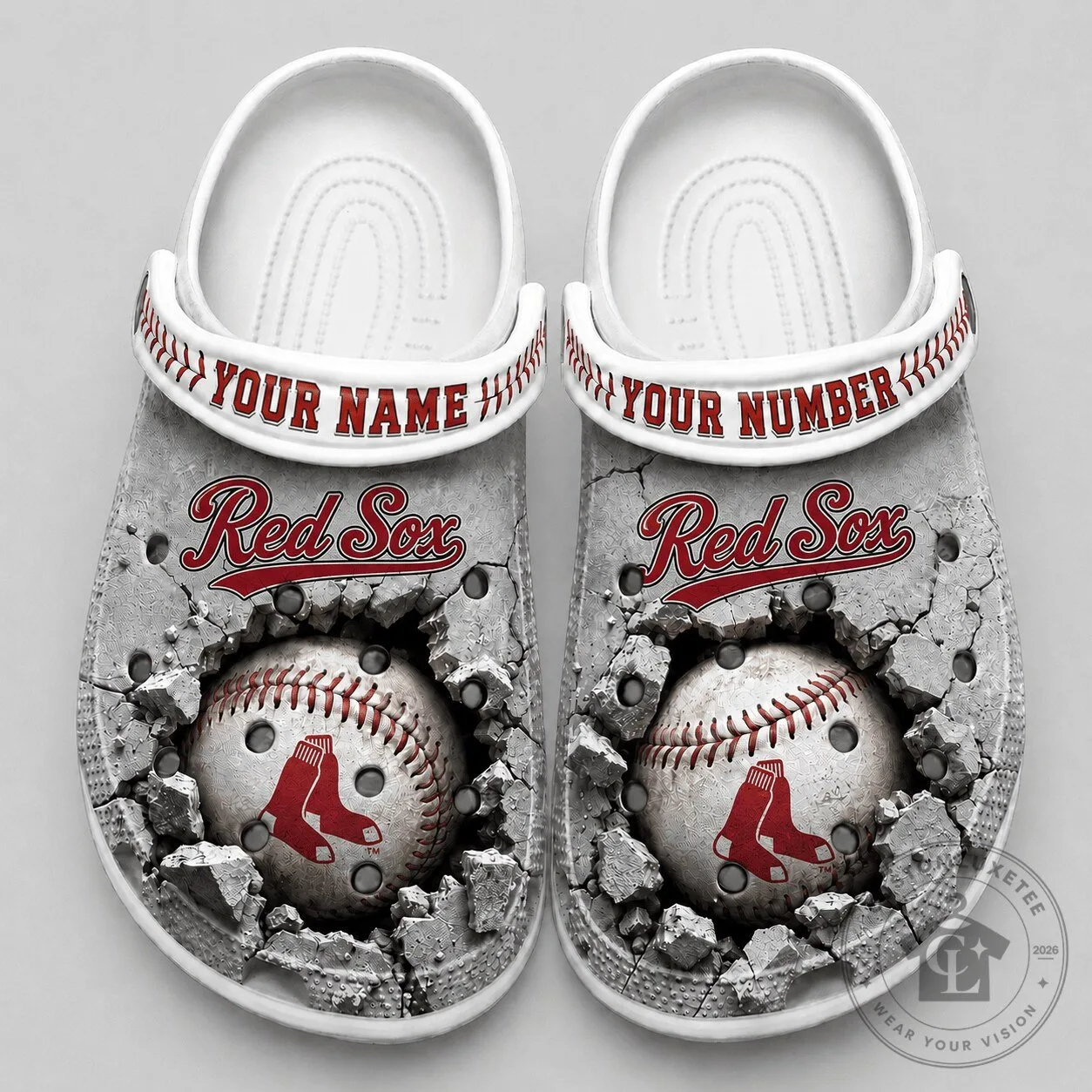Boston Red Sox Baseball Cracked Design Shoes