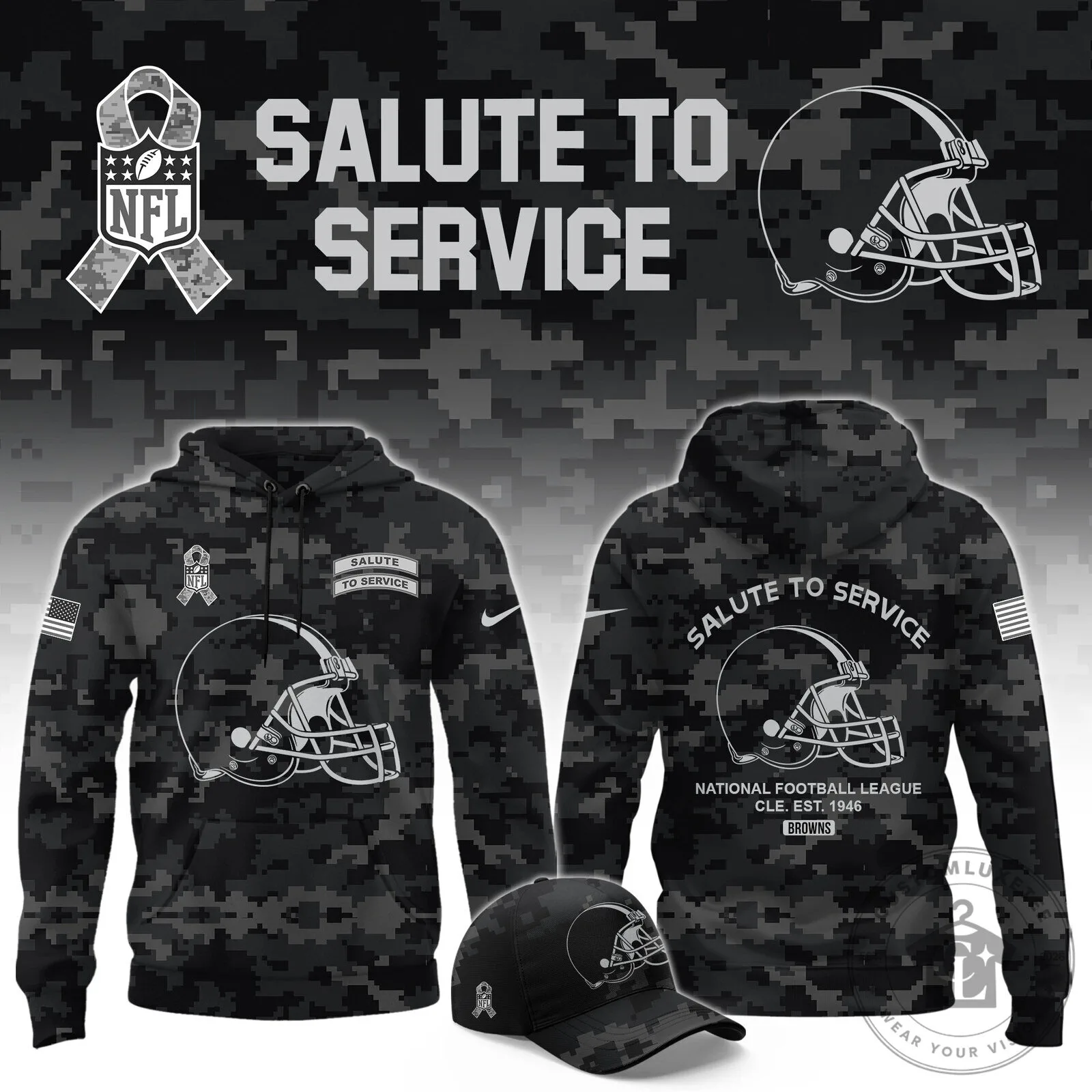 Cleveland Browns Salute To Service National Football League Camouflage Hoodie