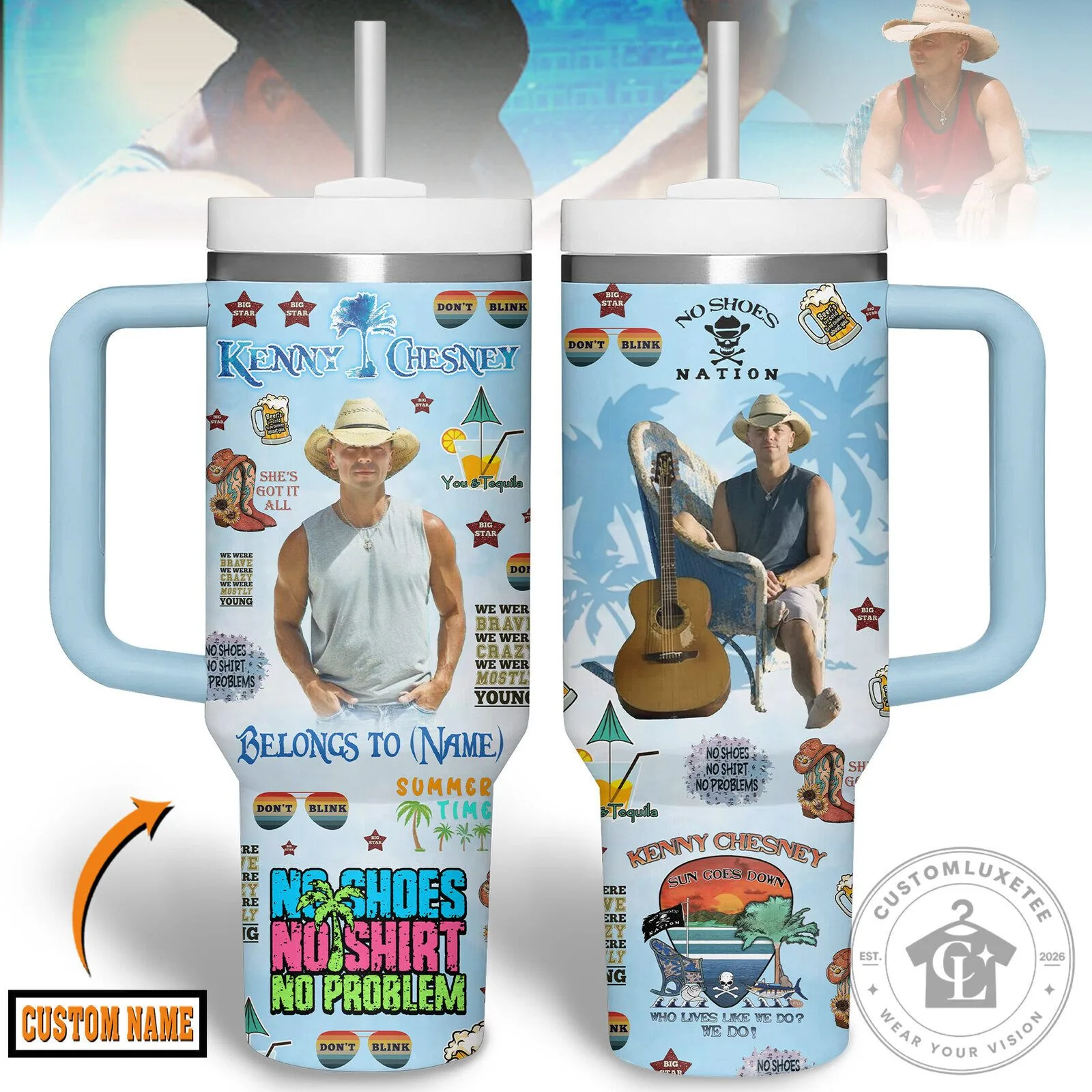 Kenny Chesney No Shoes Nation Summer Time 40oz Tumbler with Handle