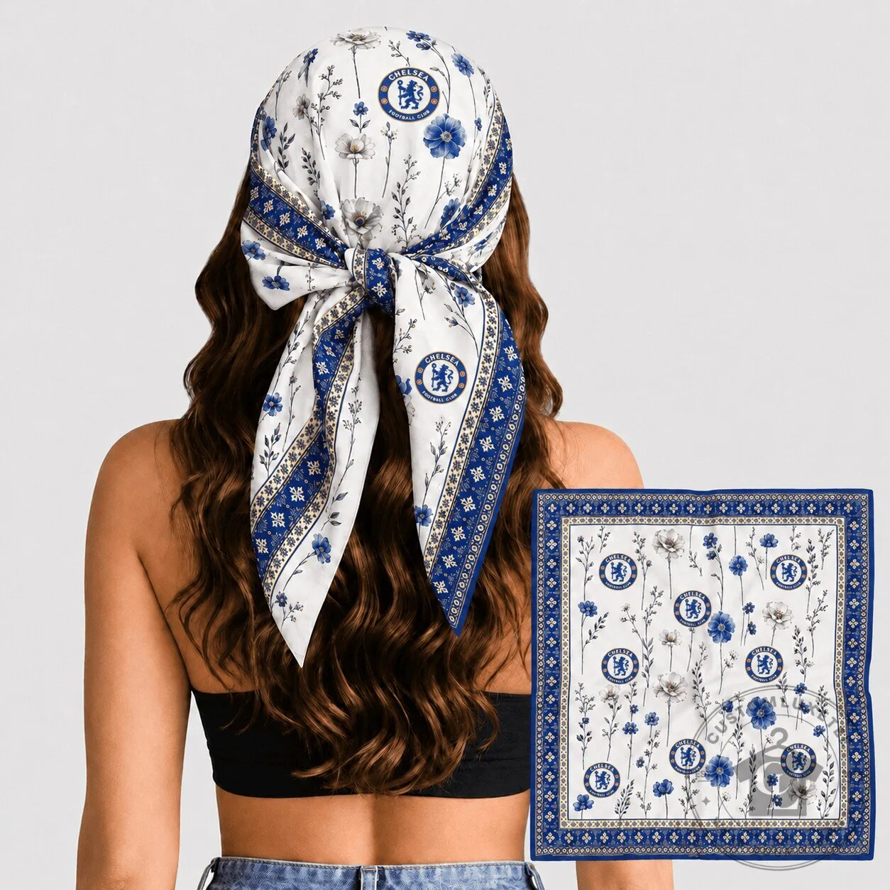 Chelsea Football Club Floral Pattern Bandana Scarf