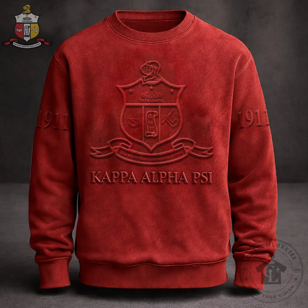 Kappa Alpha Psi Fraternity Shield and 1911 Embroidered Red Sweatshirt Kappa Alpha Psi Fraternity Shield and 1911 Embroidered Red Sweatshirt