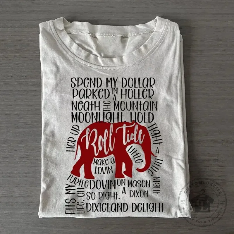 Alabama Roll Tide Elephant Dixieland Delight Lyrics T-Shirt