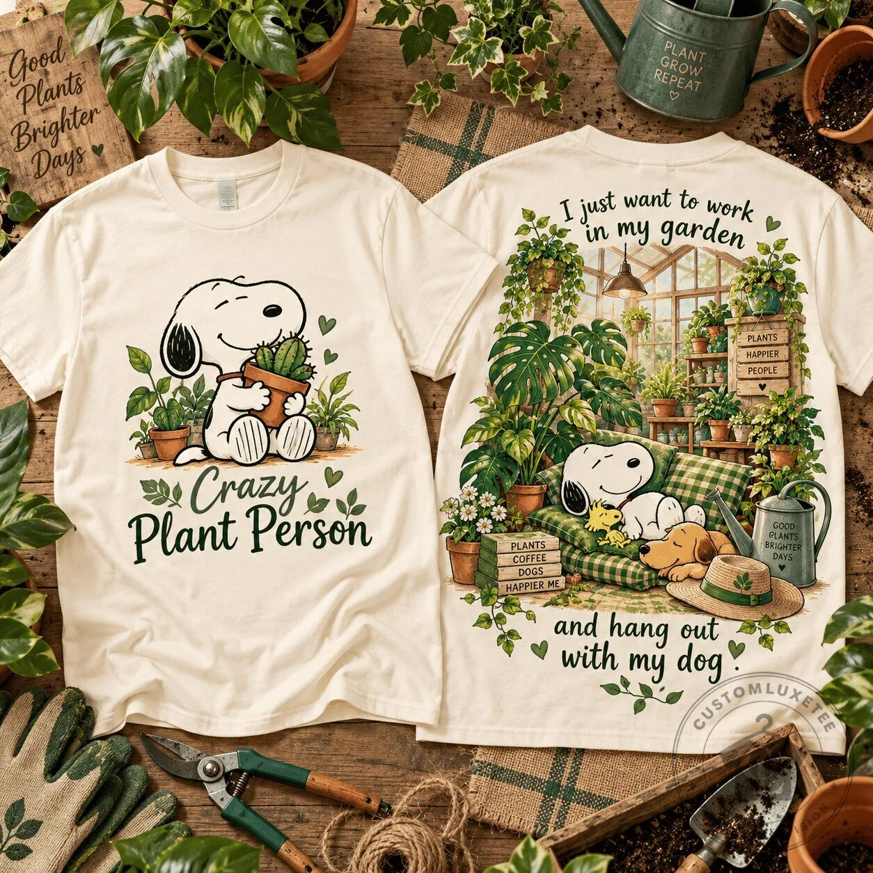 Snoopy Crazy Plant Person Gardening Lover Graphic T-Shirt