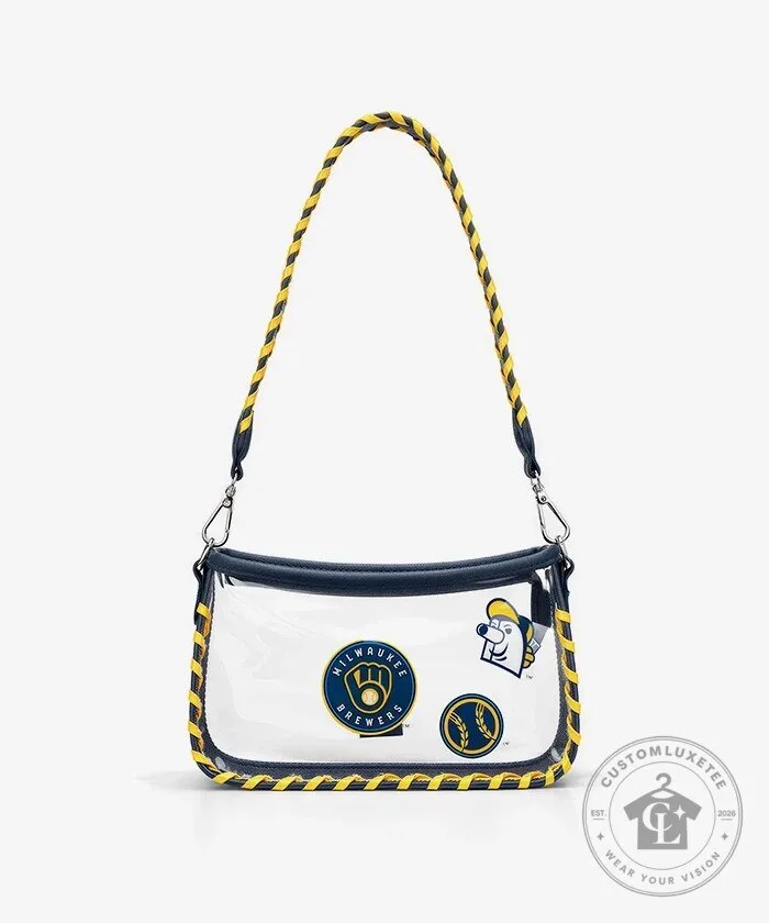 Milwaukee Brewers Baseball Clear Shoulder Bag with Yellow Stitching