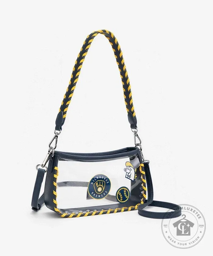 Milwaukee Brewers Baseball Clear Shoulder Bag with Yellow Stitching 13 Milwaukee Brewers Baseball Clear Shoulder Bag with Yellow Stitching