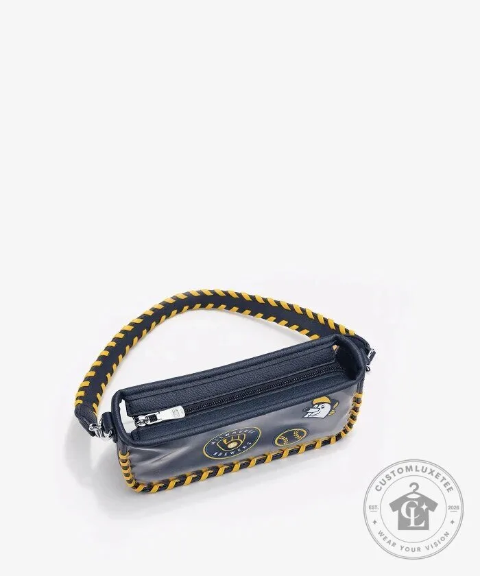 Milwaukee Brewers Baseball Clear Shoulder Bag with Yellow Stitching 14 Milwaukee Brewers Baseball Clear Shoulder Bag with Yellow Stitching