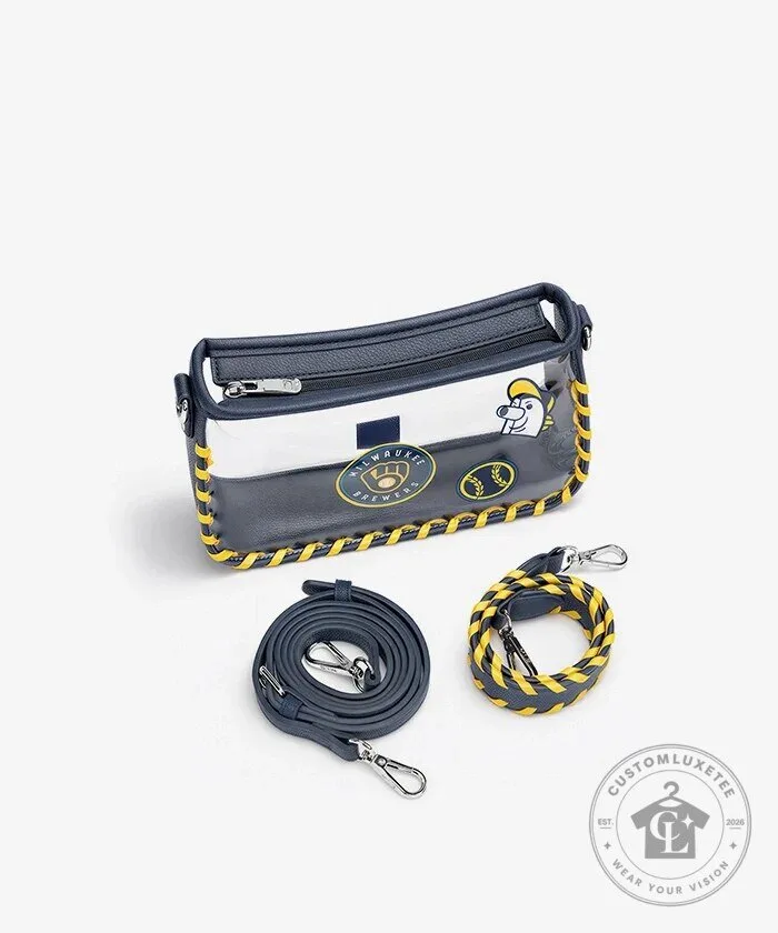 Milwaukee Brewers Baseball Clear Shoulder Bag with Yellow Stitching 17 Milwaukee Brewers Baseball Clear Shoulder Bag with Yellow Stitching