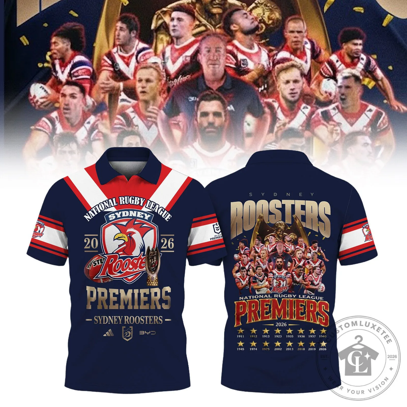 2026 NRL Premiers Polo Shirt - Sydney Roosters Merchandise