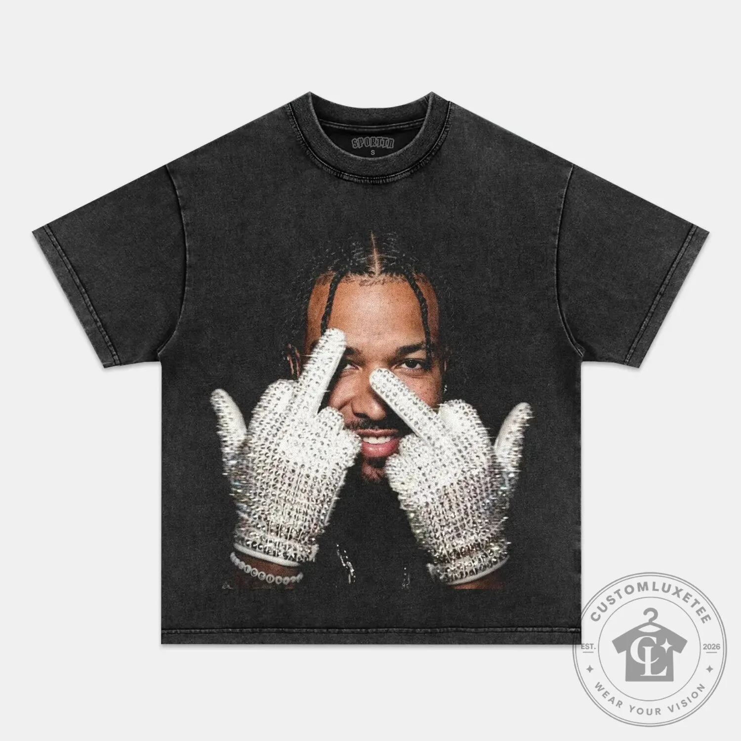 Vintage Hip Hop Rapper with Diamond Gloves Graphic T-Shirt