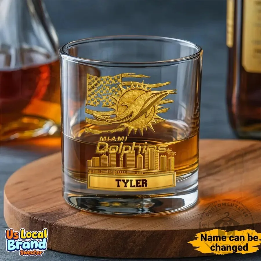 Miami Dolphins National Football League Personalized Whiskey Drinking Glass 5 Miami Dolphins National Football League Personalized Whiskey Drinking Glass