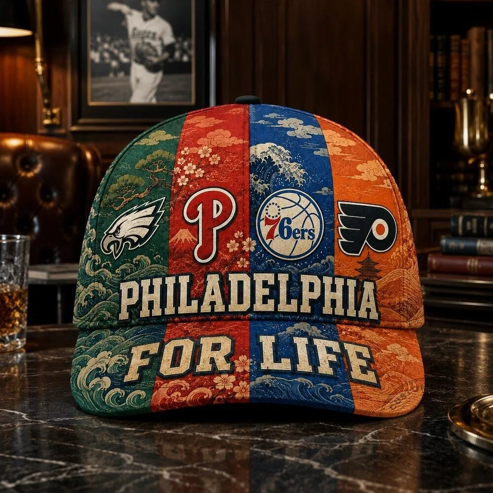Philadelphia Sports Teams For Life Japanese Wave Art Classic Baseball Cap Hat 16 Philadelphia Sports Teams For Life Japanese Wave Art Classic Baseball Cap Hat