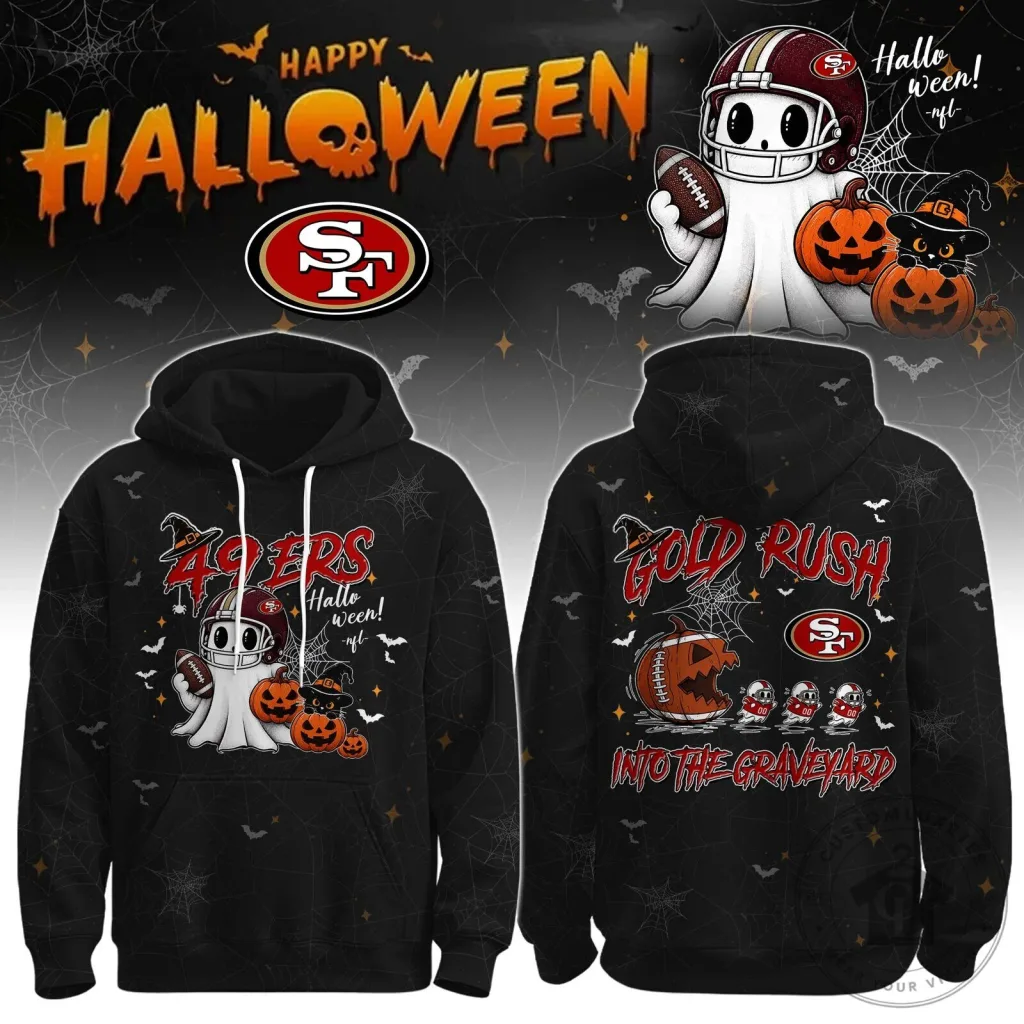 San Francisco 49ers Halloween Gold Rush Into The Graveyard Hoodie San Francisco 49ers Halloween Gold Rush Into The Graveyard Hoodie