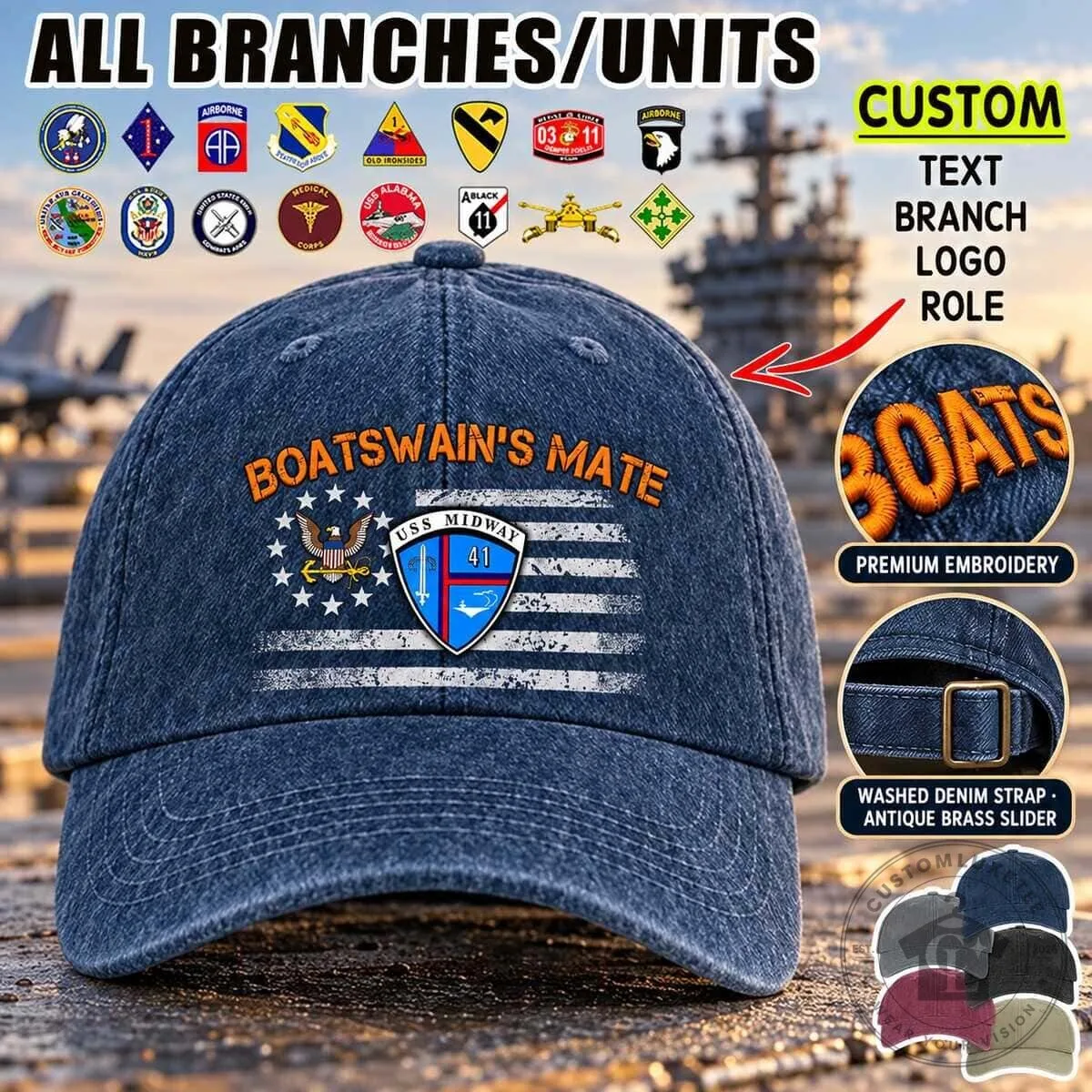 United States Army 1st Cavalry Division Embroidered Washed Denim Baseball Cap 13 United States Army 1st Cavalry Division Embroidered Washed Denim Baseball Cap