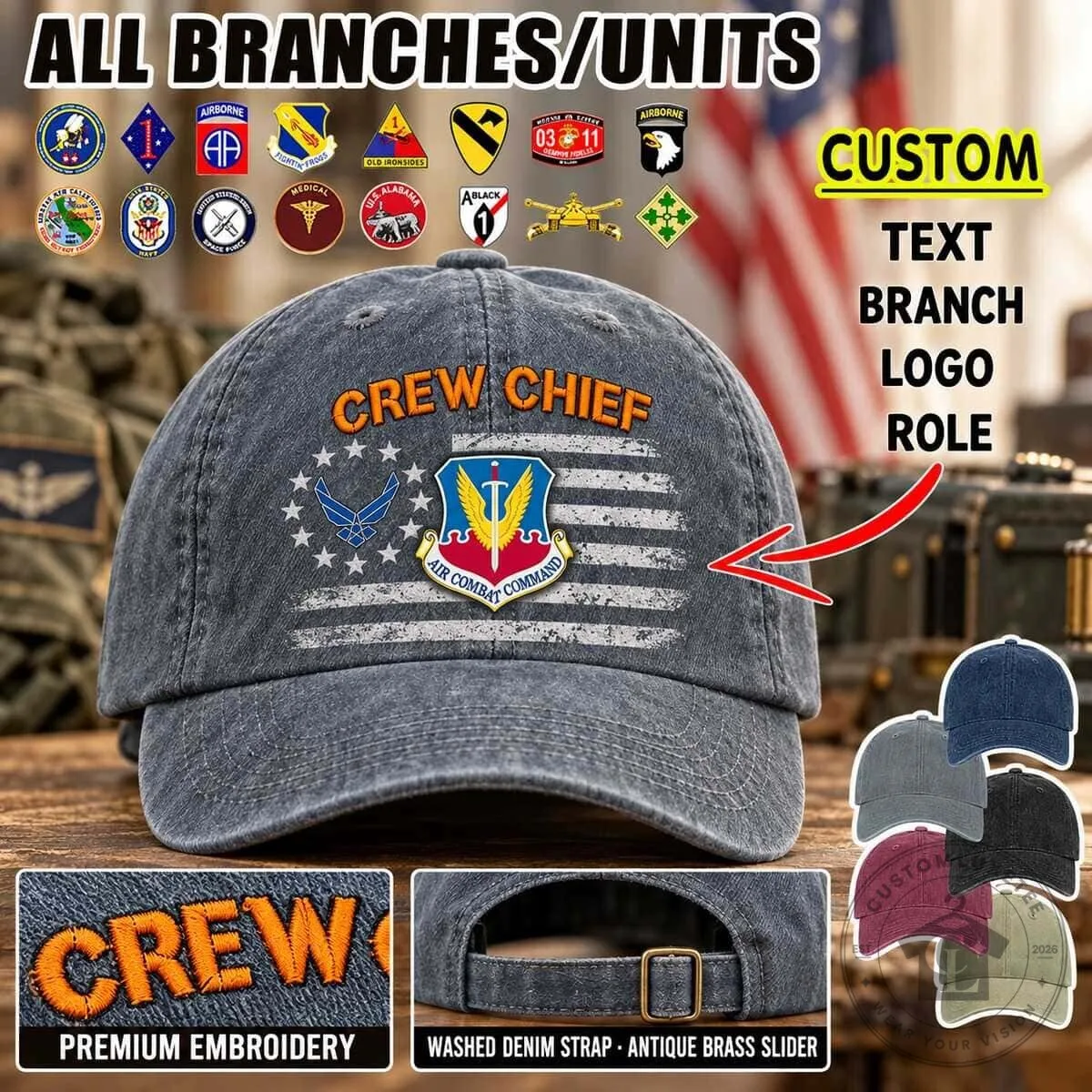 United States Army 1st Cavalry Division Embroidered Washed Denim Baseball Cap 14 United States Army 1st Cavalry Division Embroidered Washed Denim Baseball Cap