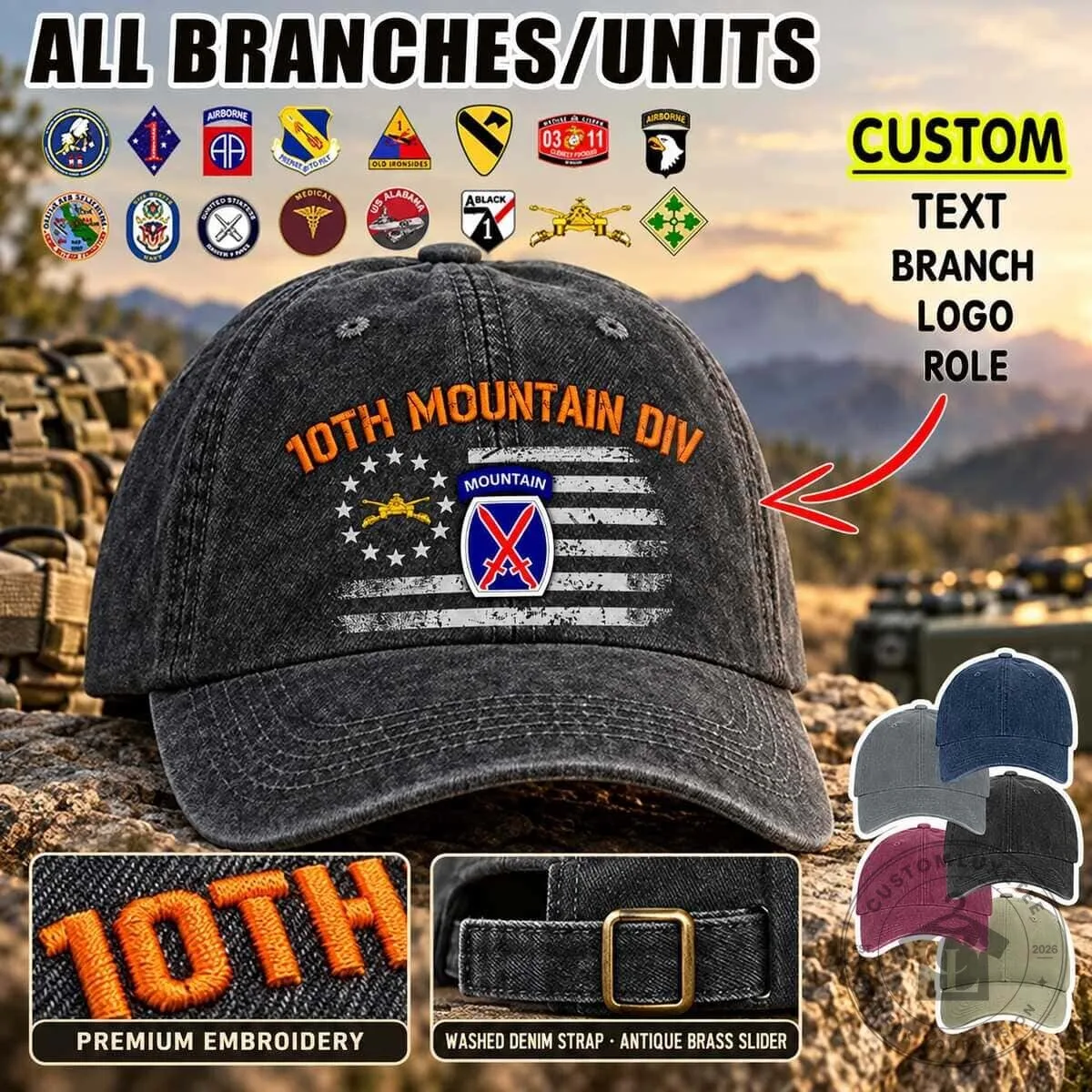 United States Army 1st Cavalry Division Embroidered Washed Denim Baseball Cap 18 United States Army 1st Cavalry Division Embroidered Washed Denim Baseball Cap