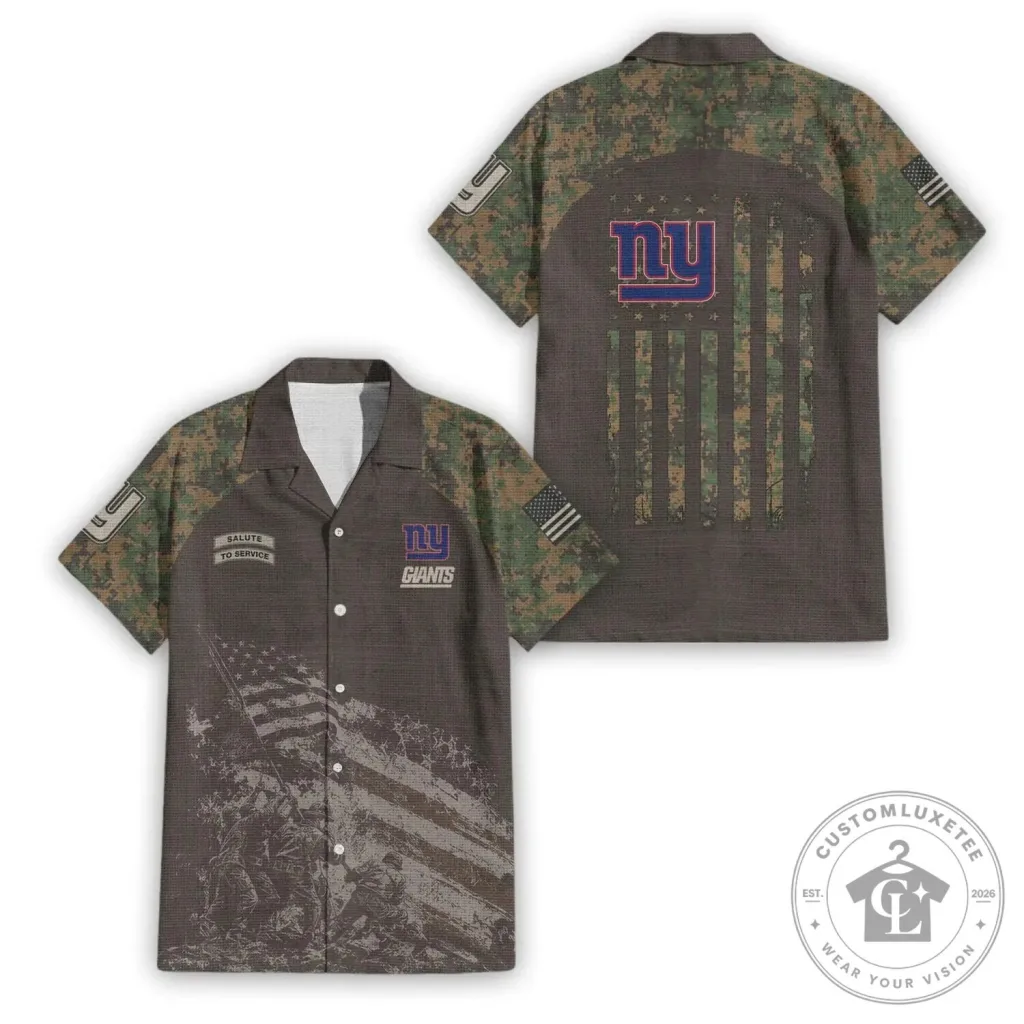 New York Giants Salute To Service Military Camouflage Hawaiian Shirt New York Giants Salute To Service Military Camouflage Hawaiian Shirt