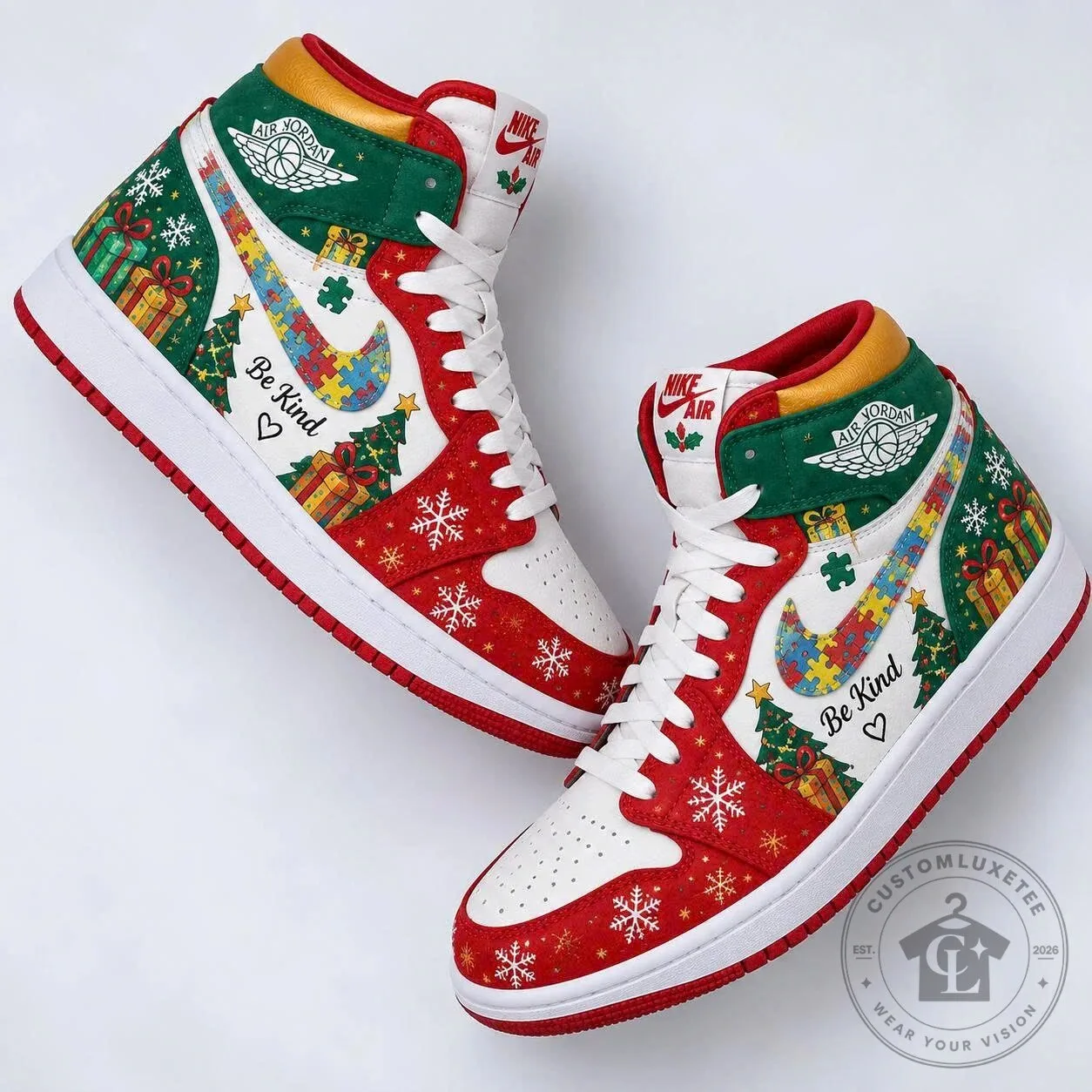 Autism Awareness Christmas Be Kind High Top Air Jordan Shoes