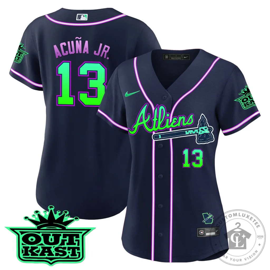 Ronald Acuña Jr. Atlanta Braves Atliens Baseball Jersey Ronald Acuña Jr. Atlanta Braves Atliens Baseball Jersey