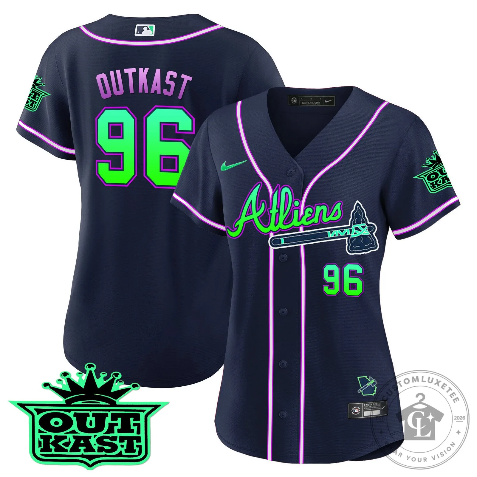 Ronald Acuña Jr. Atlanta Braves Atliens Baseball Jersey 59 Ronald Acuña Jr. Atlanta Braves Atliens Baseball Jersey