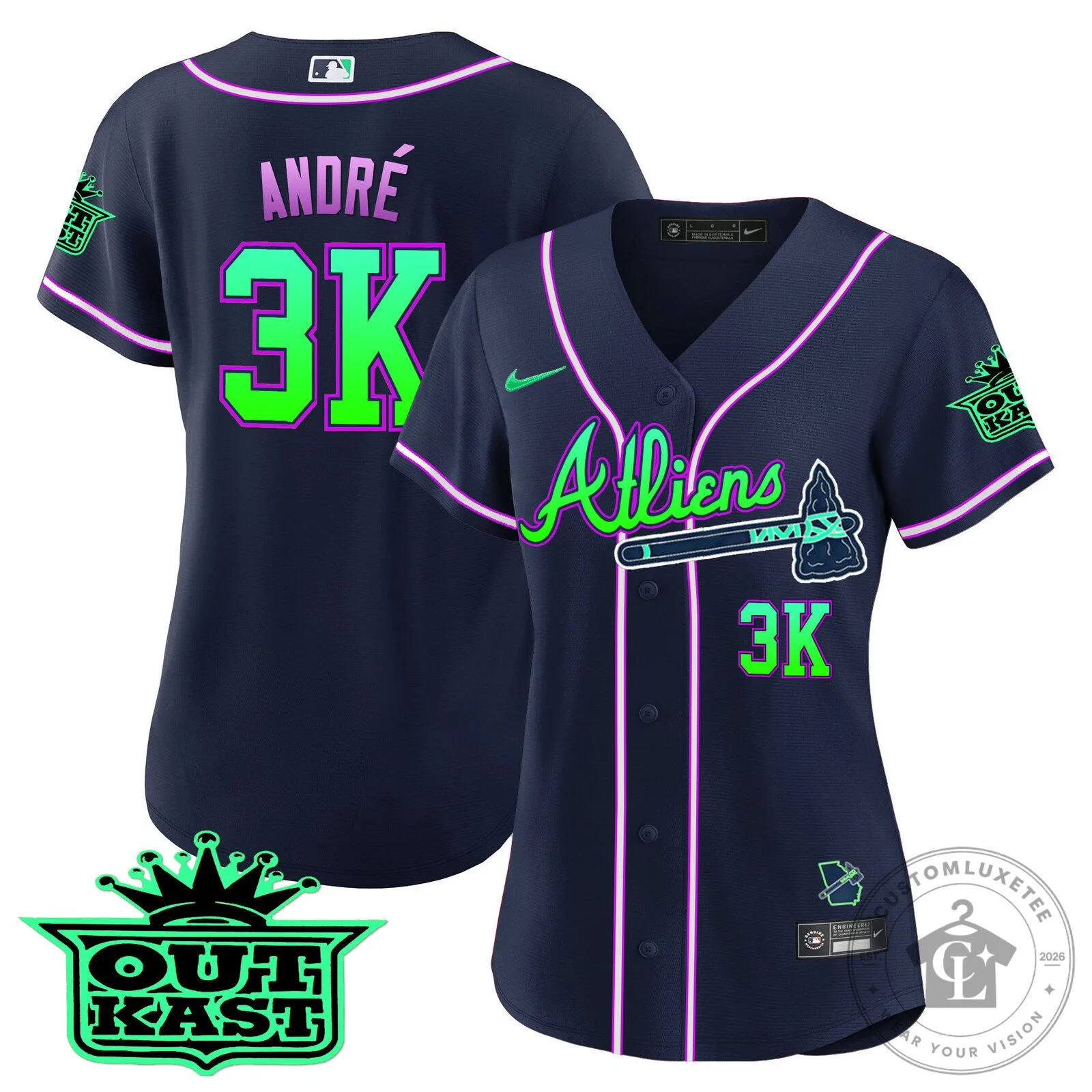 Ronald Acuña Jr. Atlanta Braves Atliens Baseball Jersey 60 Ronald Acuña Jr. Atlanta Braves Atliens Baseball Jersey