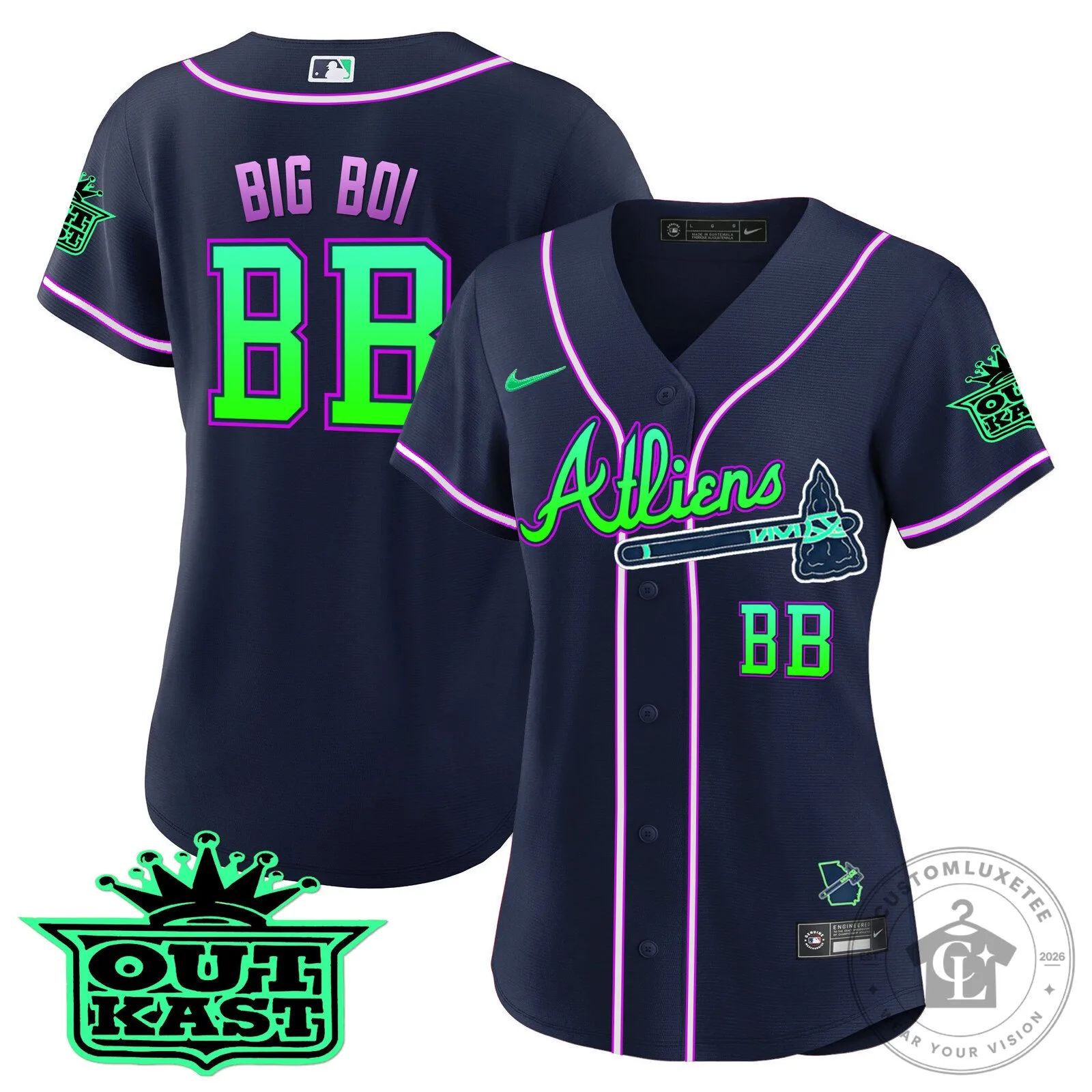 Ronald Acuña Jr. Atlanta Braves Atliens Baseball Jersey 61 Ronald Acuña Jr. Atlanta Braves Atliens Baseball Jersey
