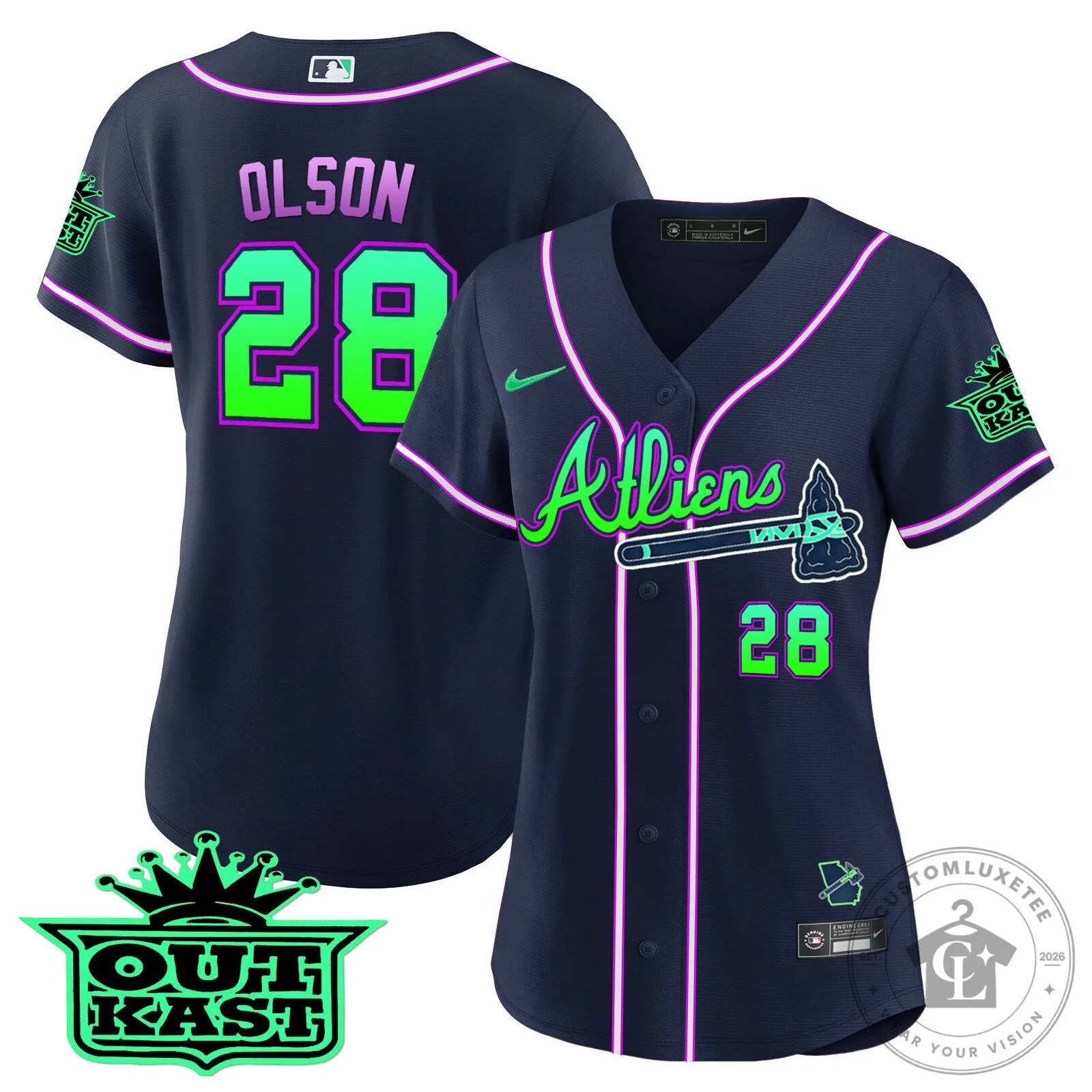 Ronald Acuña Jr. Atlanta Braves Atliens Baseball Jersey 64 Ronald Acuña Jr. Atlanta Braves Atliens Baseball Jersey