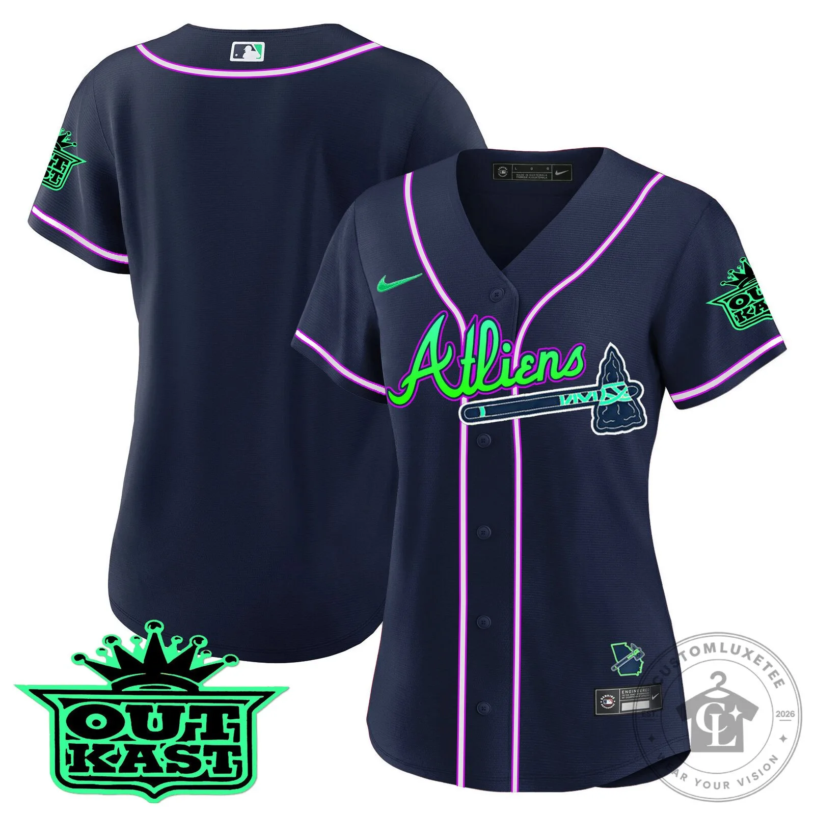 Ronald Acuña Jr. Atlanta Braves Atliens Baseball Jersey 66 Ronald Acuña Jr. Atlanta Braves Atliens Baseball Jersey