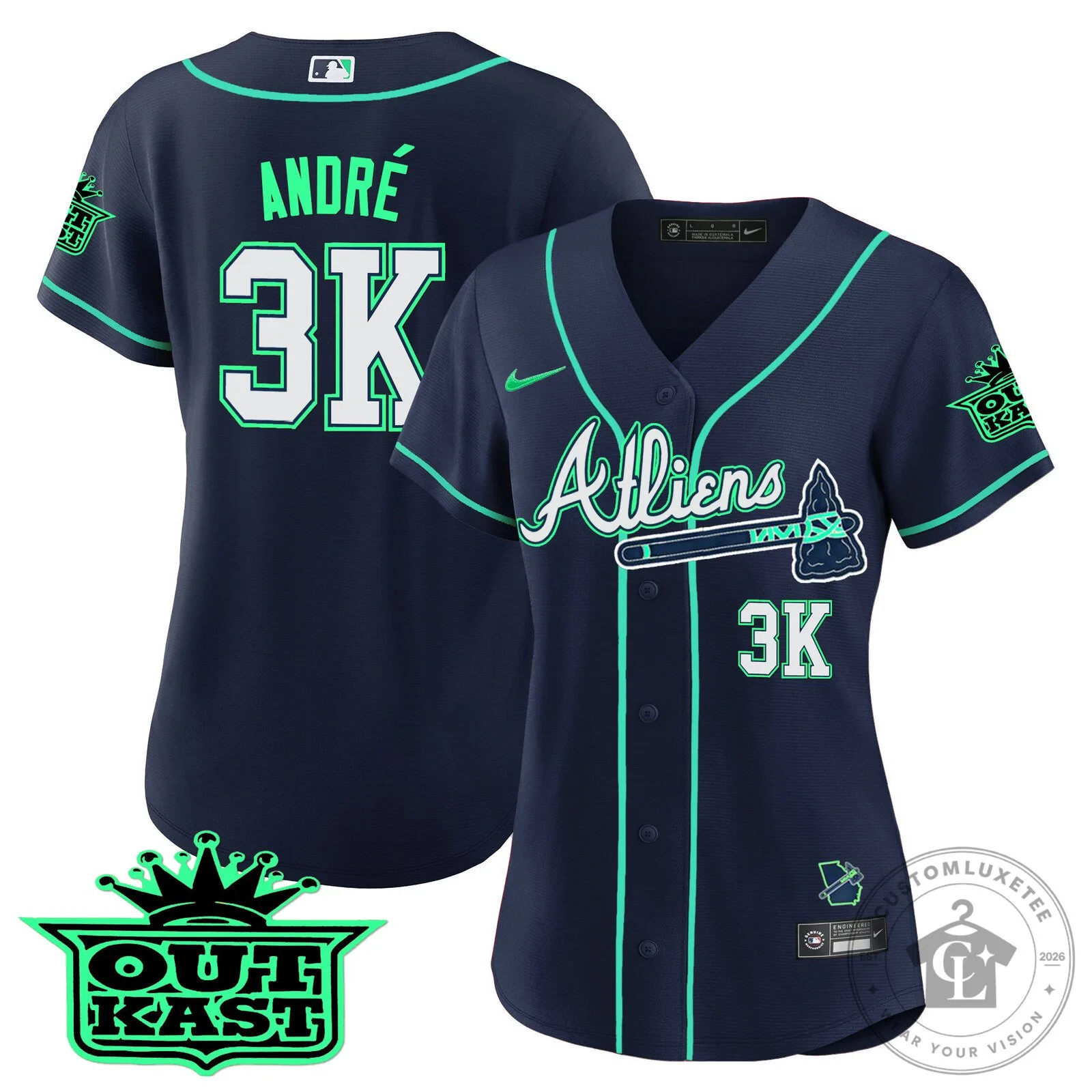 Ronald Acuña Jr. Atlanta Braves Atliens Baseball Jersey 69 Ronald Acuña Jr. Atlanta Braves Atliens Baseball Jersey