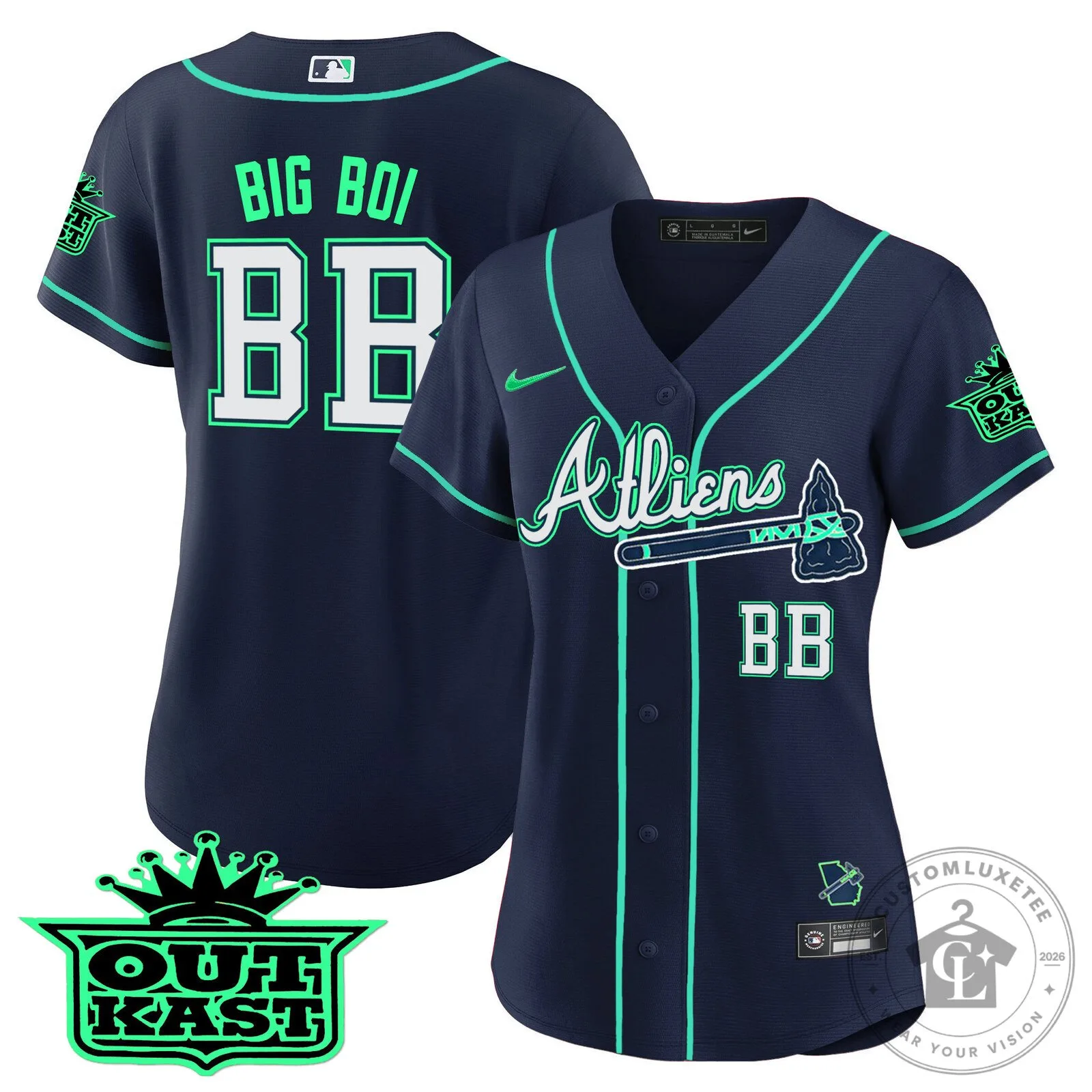 Ronald Acuña Jr. Atlanta Braves Atliens Baseball Jersey 70 Ronald Acuña Jr. Atlanta Braves Atliens Baseball Jersey