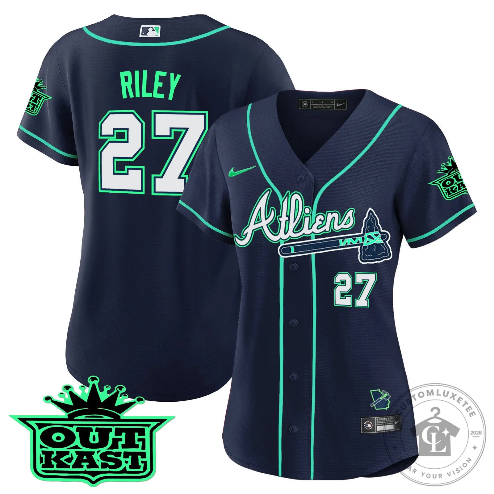 Ronald Acuña Jr. Atlanta Braves Atliens Baseball Jersey 71 Ronald Acuña Jr. Atlanta Braves Atliens Baseball Jersey