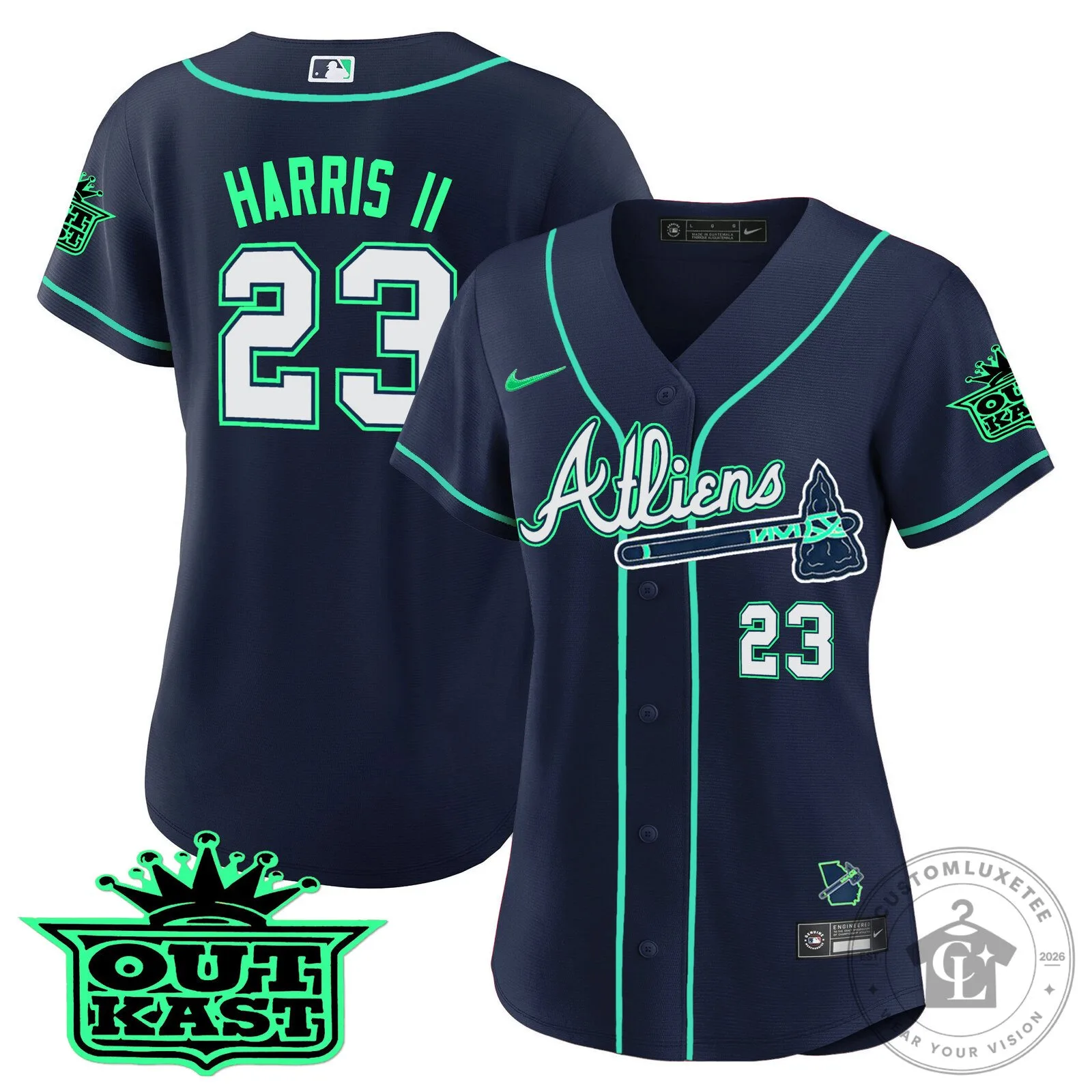 Ronald Acuña Jr. Atlanta Braves Atliens Baseball Jersey 72 Ronald Acuña Jr. Atlanta Braves Atliens Baseball Jersey