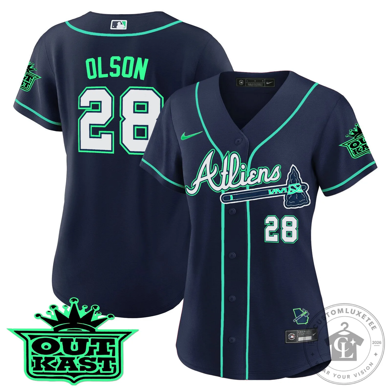 Ronald Acuña Jr. Atlanta Braves Atliens Baseball Jersey 73 Ronald Acuña Jr. Atlanta Braves Atliens Baseball Jersey