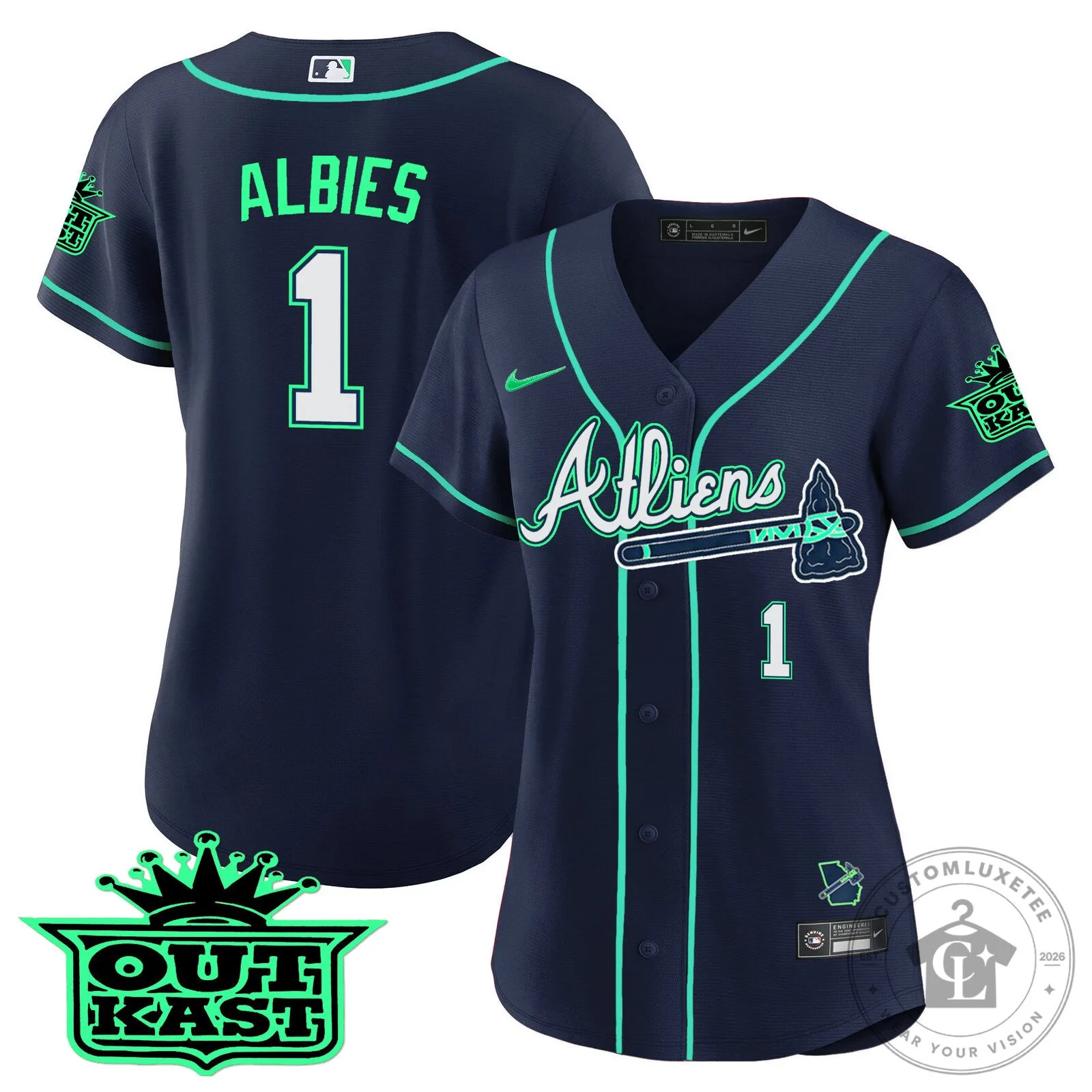 Ronald Acuña Jr. Atlanta Braves Atliens Baseball Jersey 74 Ronald Acuña Jr. Atlanta Braves Atliens Baseball Jersey