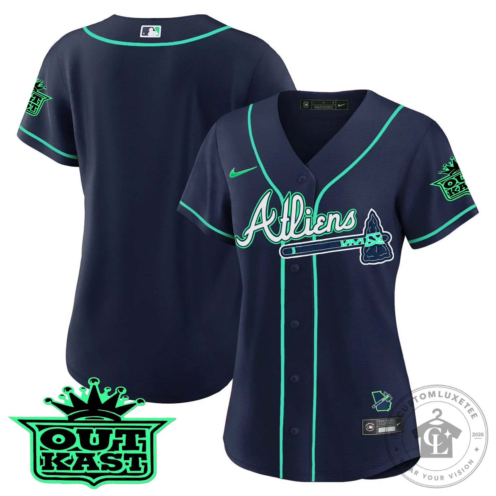 Ronald Acuña Jr. Atlanta Braves Atliens Baseball Jersey 75 Ronald Acuña Jr. Atlanta Braves Atliens Baseball Jersey