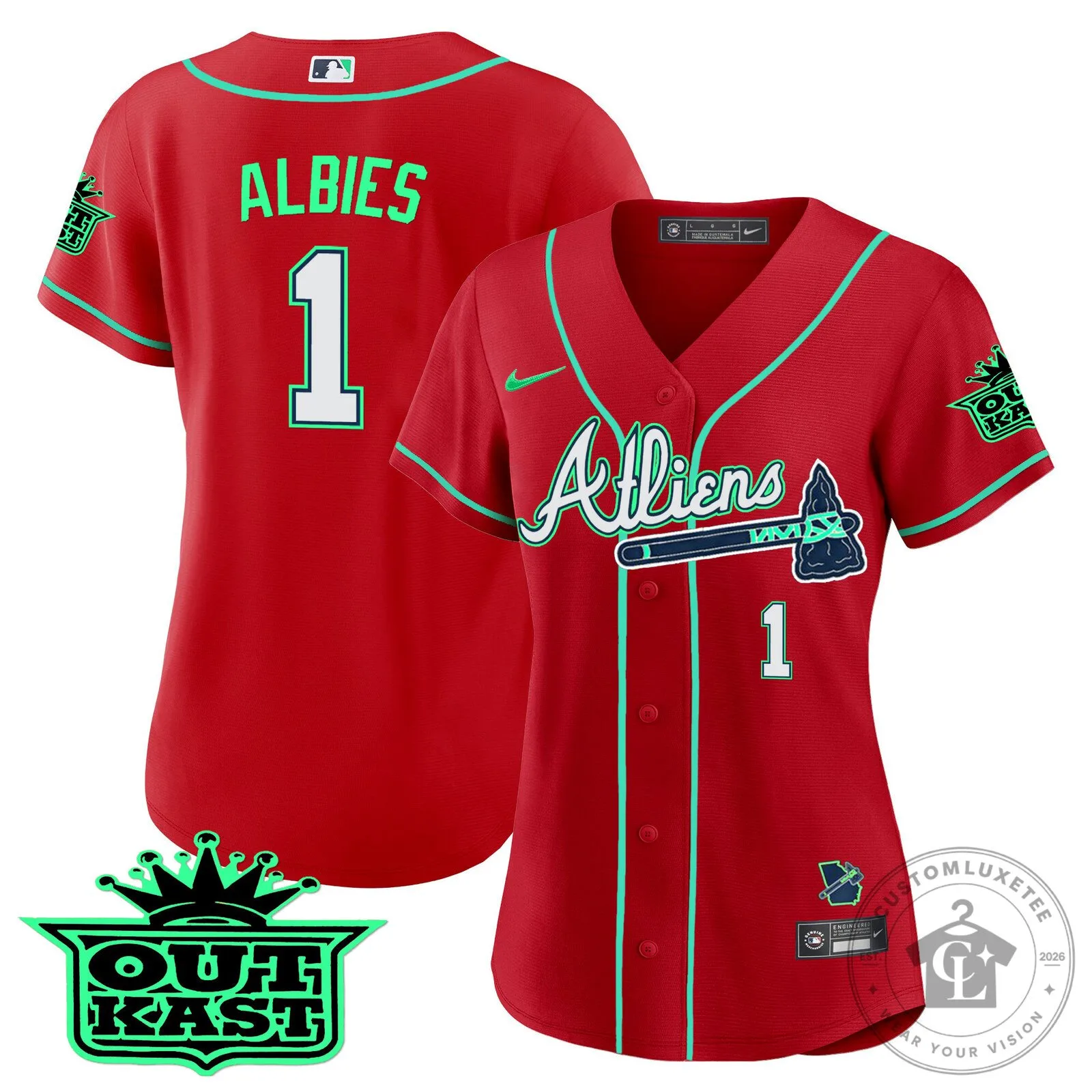 Ronald Acuña Jr. Atlanta Braves Atliens Baseball Jersey 92 Ronald Acuña Jr. Atlanta Braves Atliens Baseball Jersey