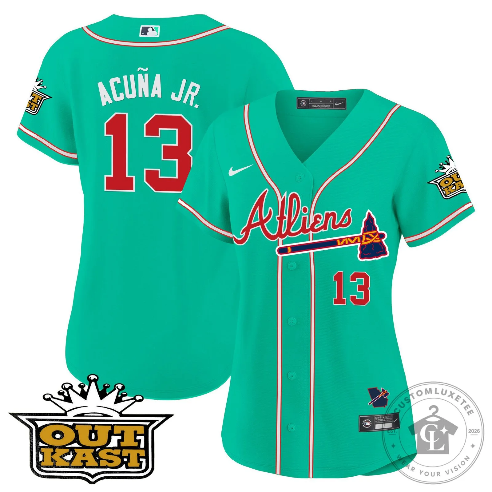 Ronald Acuña Jr. Atlanta Braves Atliens Baseball Jersey 94 Ronald Acuña Jr. Atlanta Braves Atliens Baseball Jersey