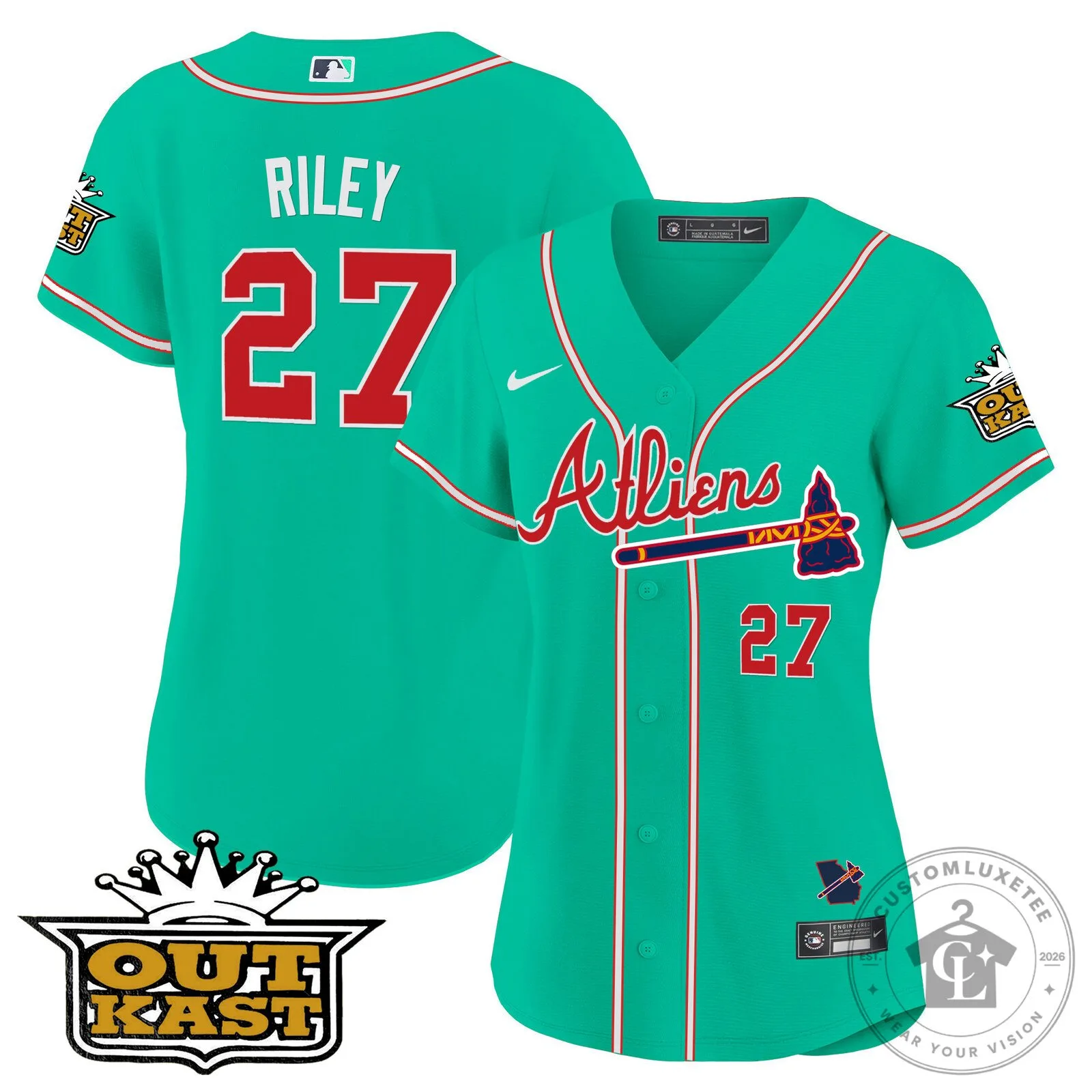 Ronald Acuña Jr. Atlanta Braves Atliens Baseball Jersey 98 Ronald Acuña Jr. Atlanta Braves Atliens Baseball Jersey
