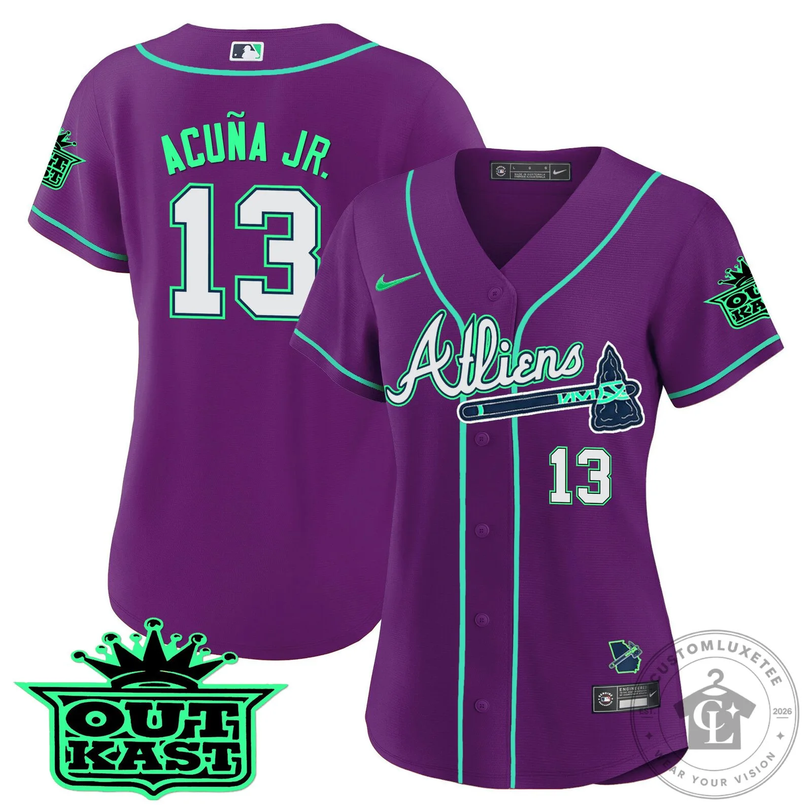 Ronald Acuña Jr. Atlanta Braves Atliens Baseball Jersey 103 Ronald Acuña Jr. Atlanta Braves Atliens Baseball Jersey